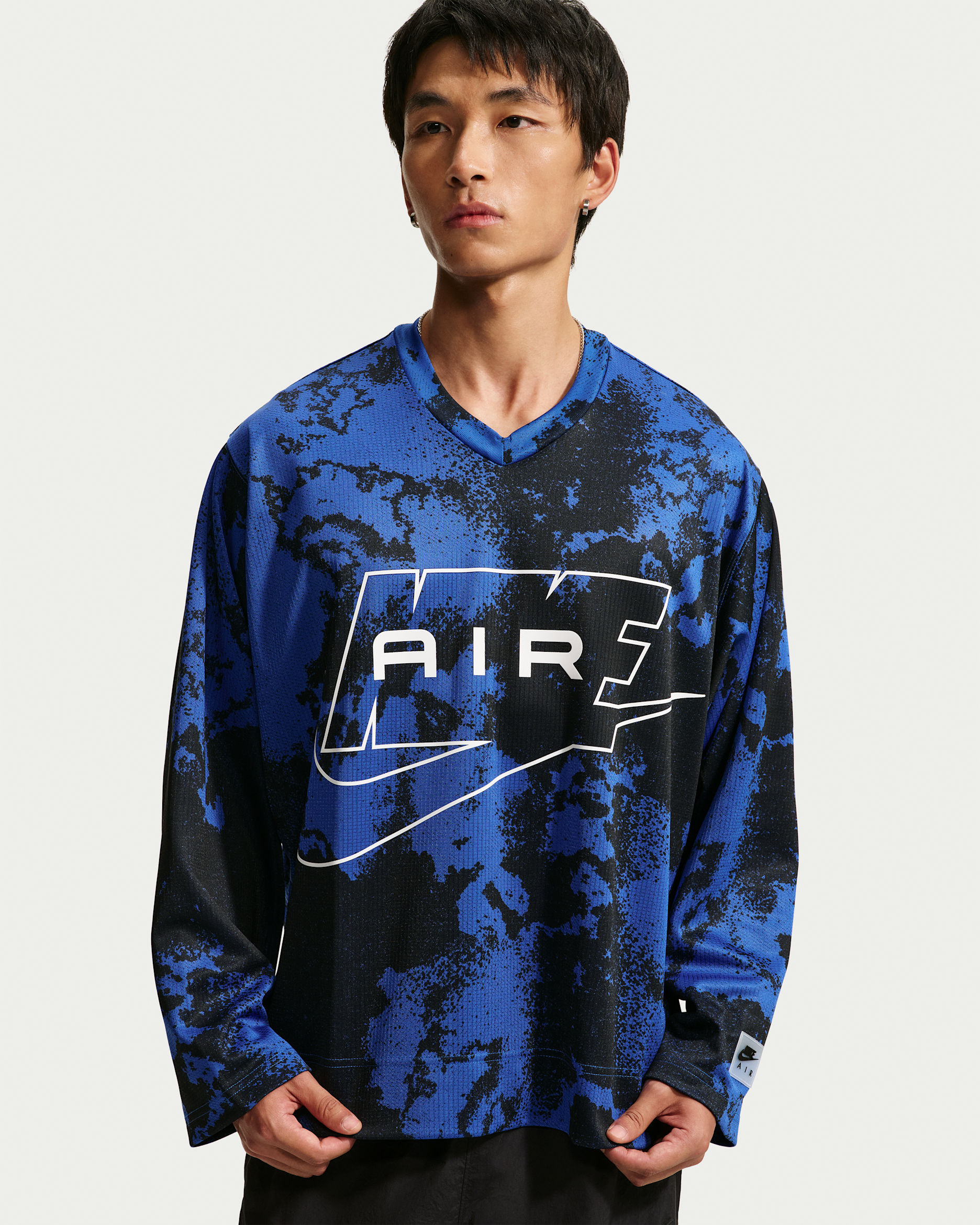 Nike Air Men's Long-Sleeve All-Over Print Jersey - Game Royal/White