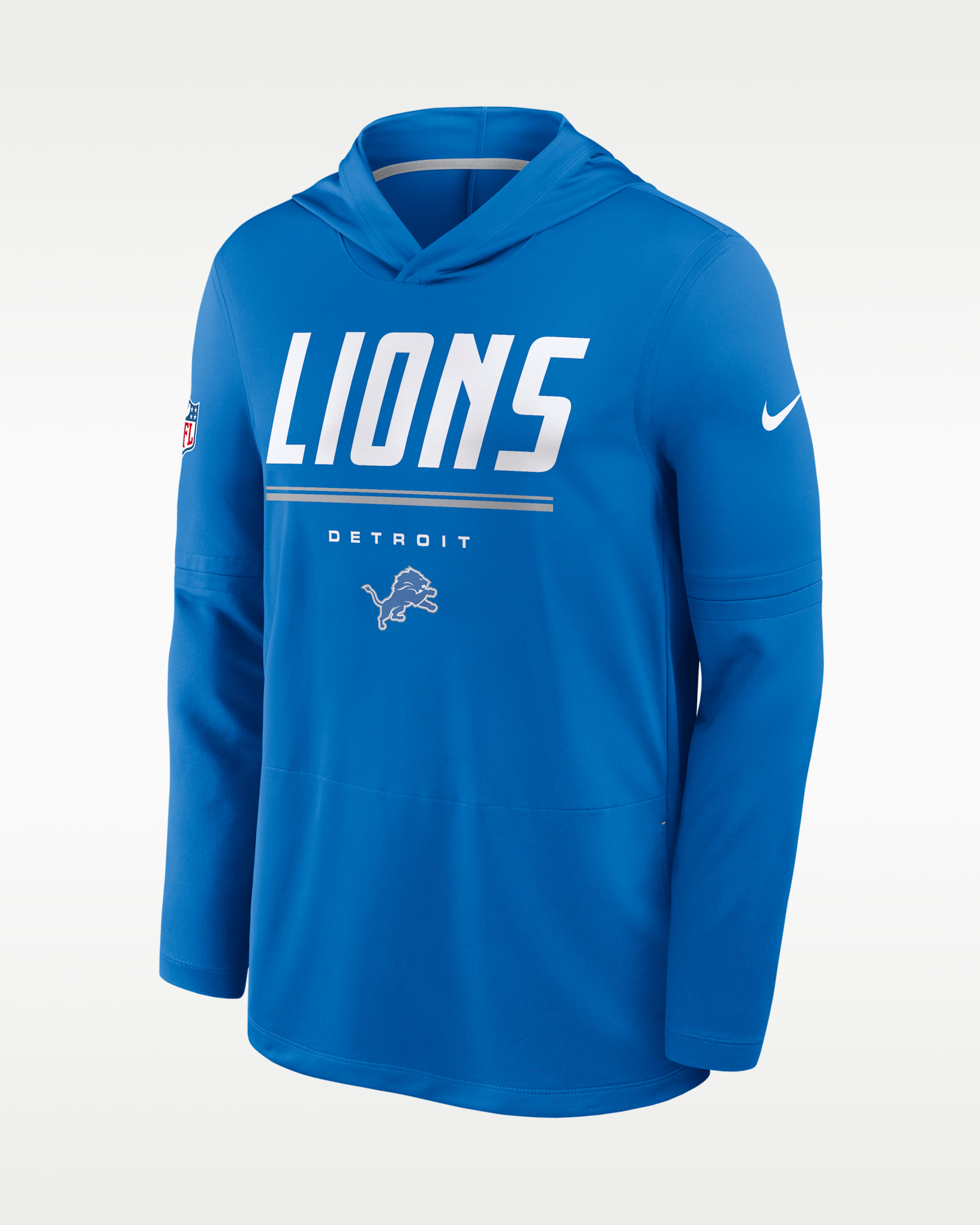 Detroit Lions Sideline Men's Nike Dri-FIT NFL Long-Sleeve Hooded Top - Blue