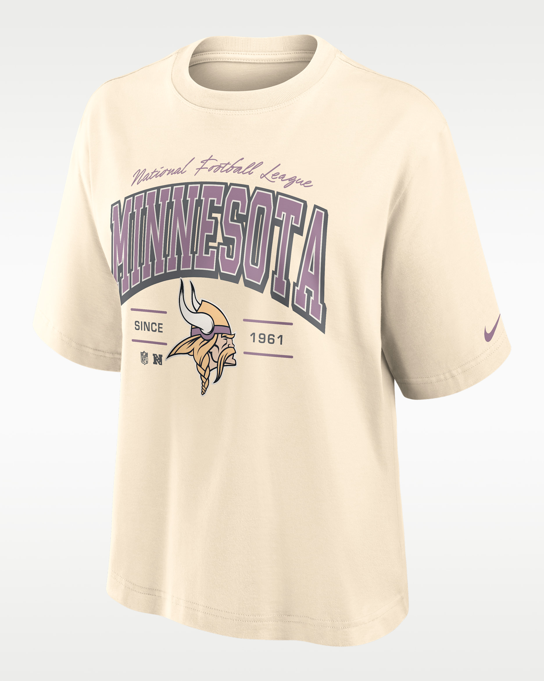 Minnesota Vikings Vintage Mod Boxy Women's Nike NFL T-Shirt - Cream