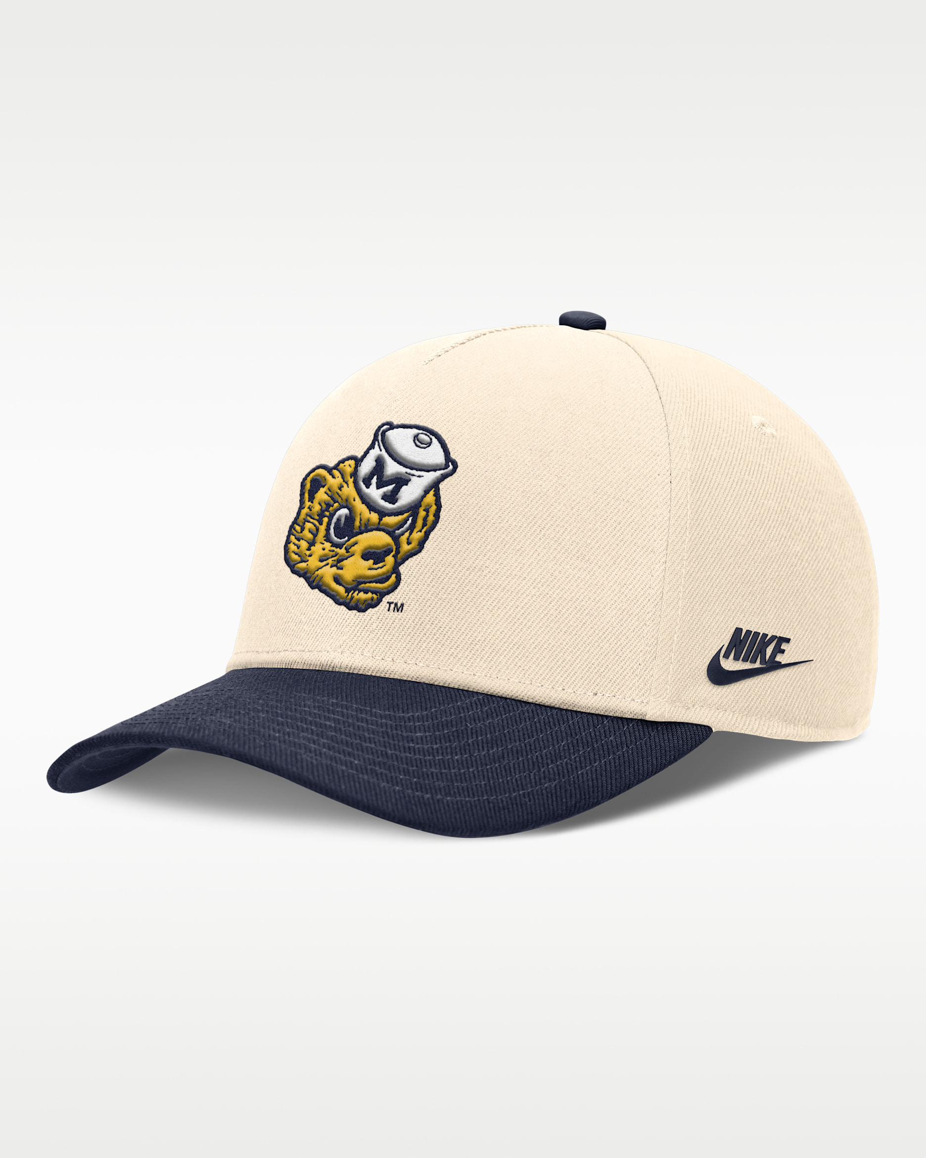 Michigan Primetime Rise Academic Men's Nike Dri-FIT College Adjustable Hat - Natural
