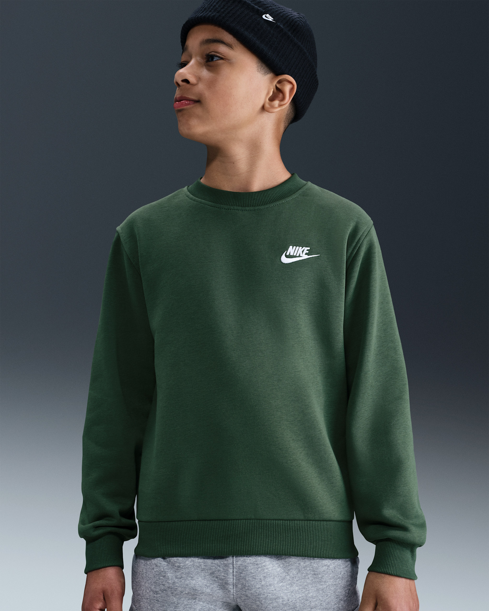 Sudadera para niños talla grande Nike Sportswear Club Fleece - Abeto/Blanco