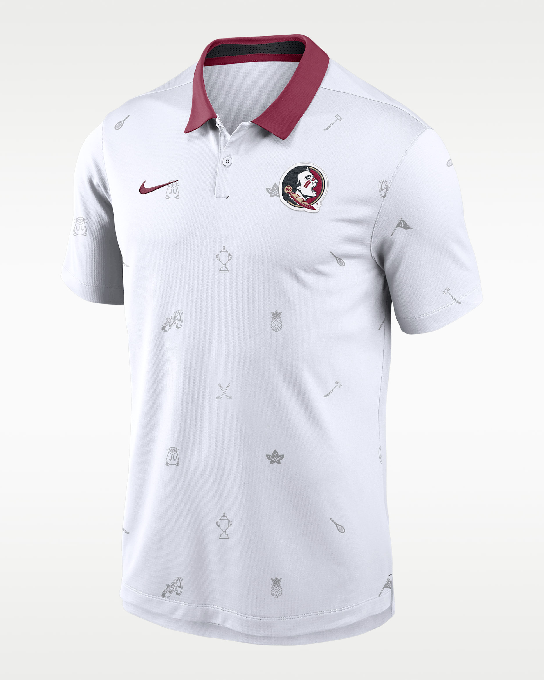Polo universitario Florida State Vapor Pattern para hombre con tecnología Nike Dri-FIT - Blanco