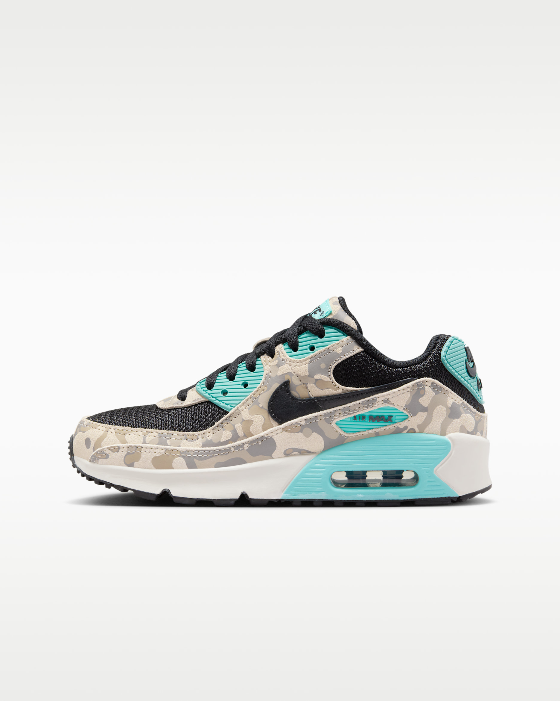 Nike Air Max 90 Big Kids' Shoes - Sanddrift/Aurora Green/Khaki/Black