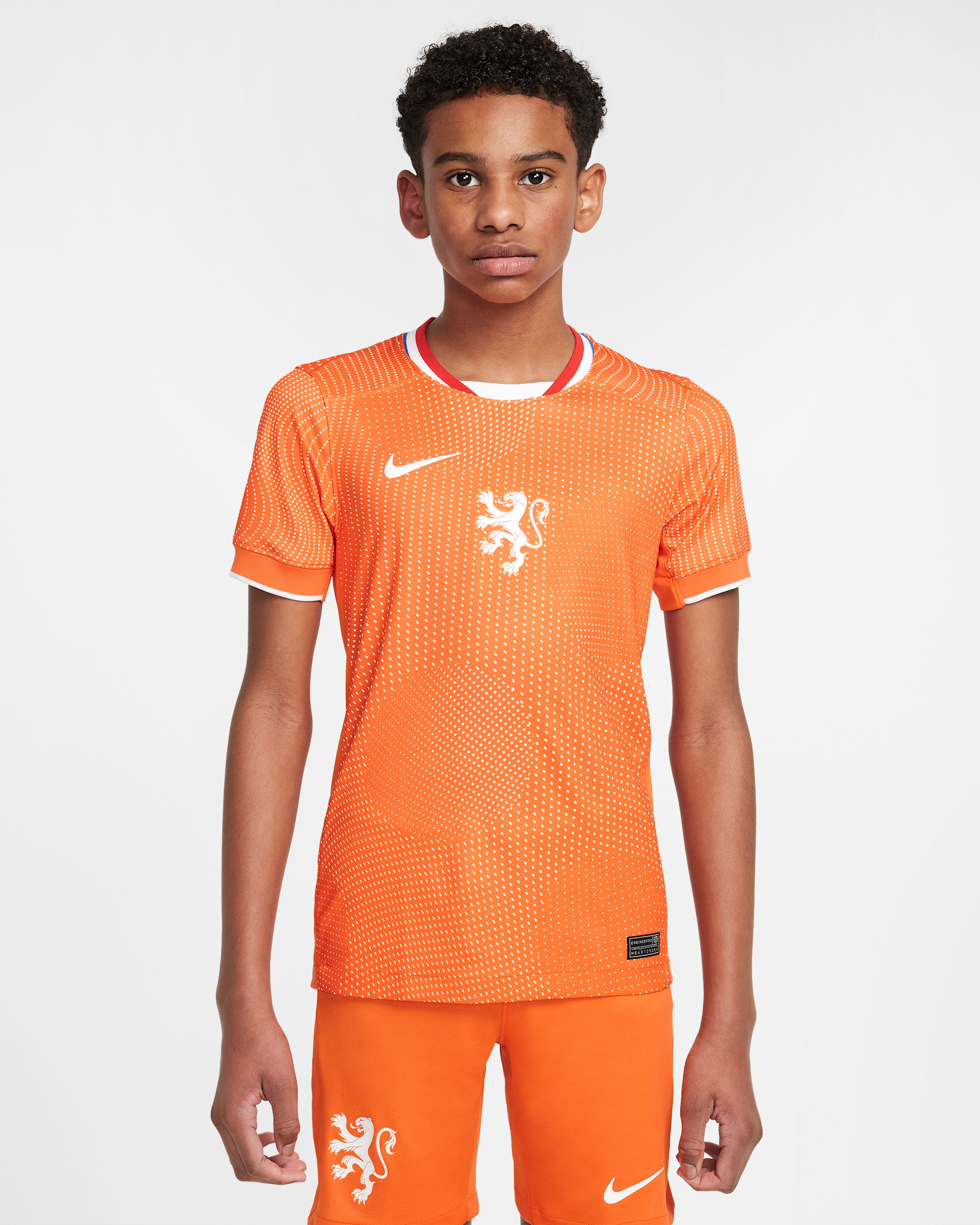 Netherlands 2025 Stadium Home (Women's Team) Big Kids' Nike Dri-FIT Soccer Replica Jersey - Safety Orange/White