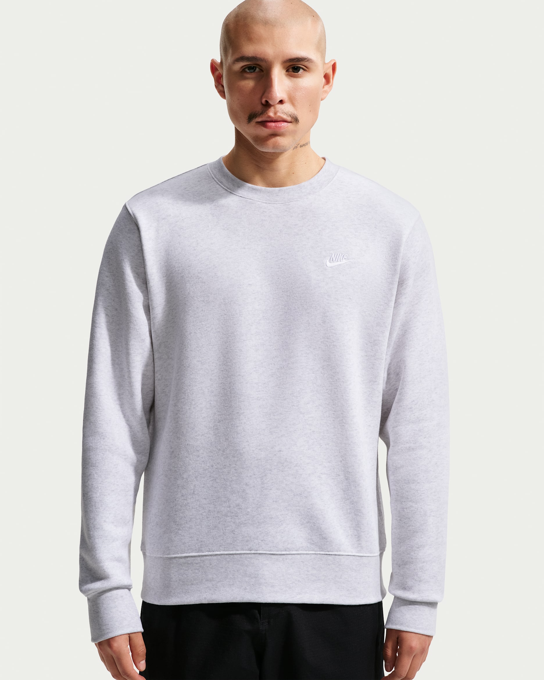 Nike Club Men's Fleece Crew - Birch Heather/White