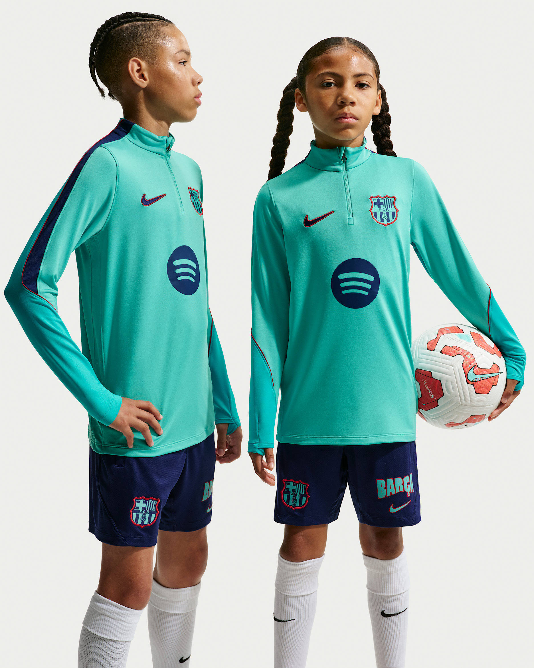 F.C. Barcelona Strike Third Older Kids' Nike Dri-FIT Football Knit Drill Top - Green Frost/Loyal Blue/Loyal Blue