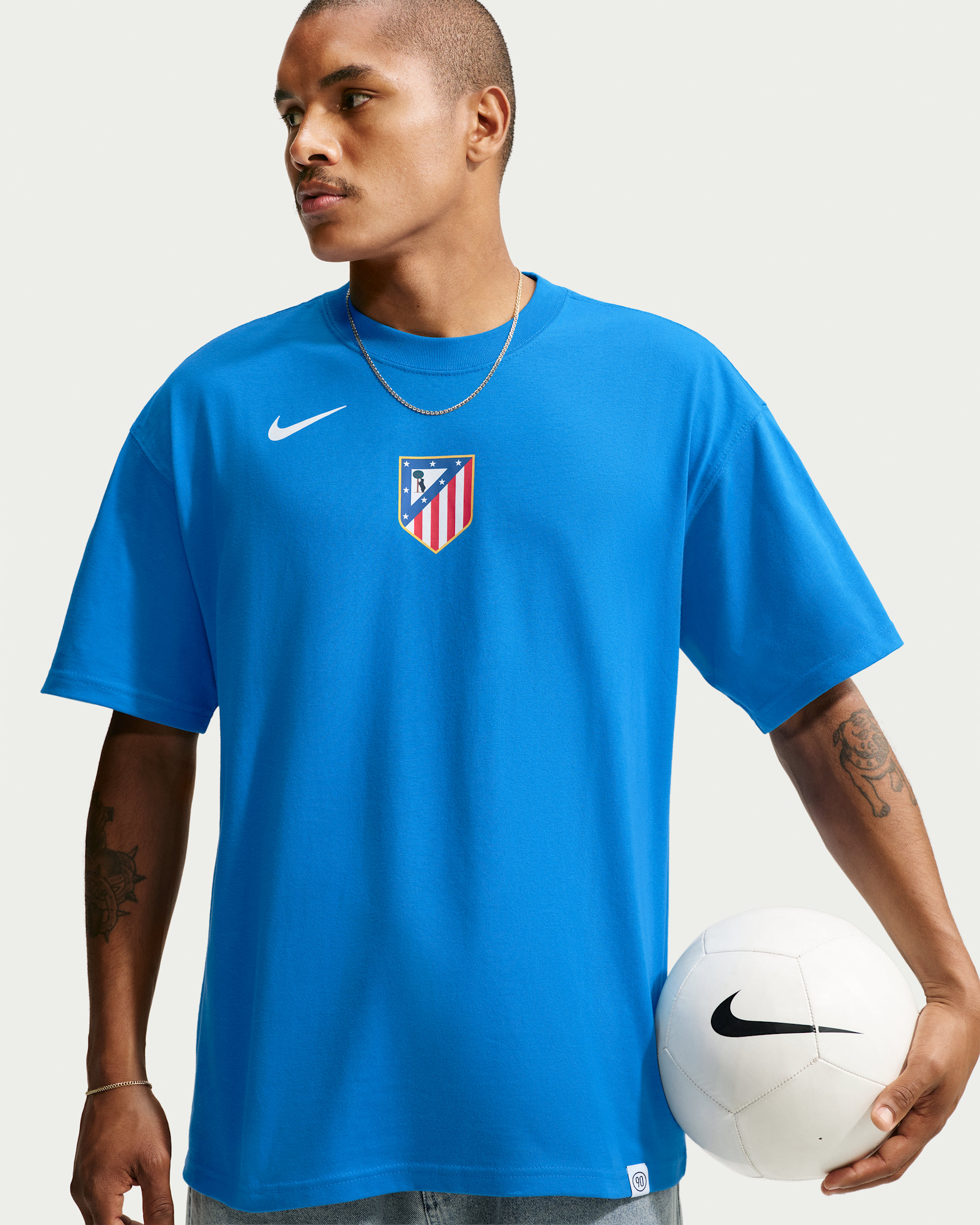 Męski T-shirt piłkarski Nike Total 90 Atlético Madryt - Photo Blue