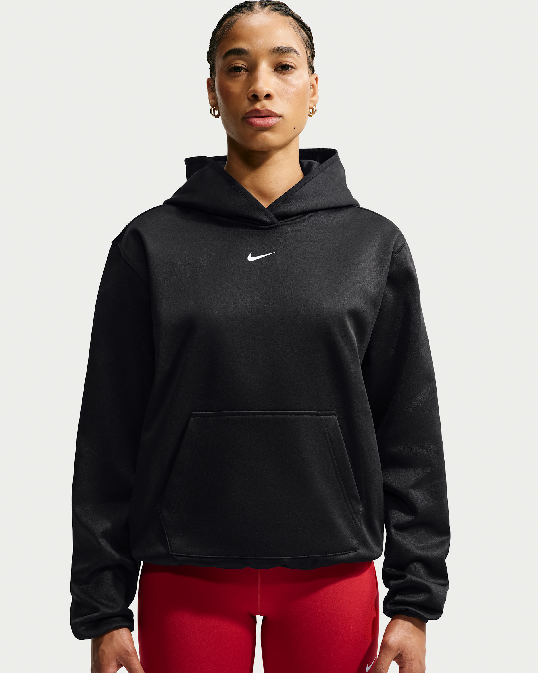 Nike Studio Fleece Sport Women's Therma-FIT Pullover Hoodie - Black/White