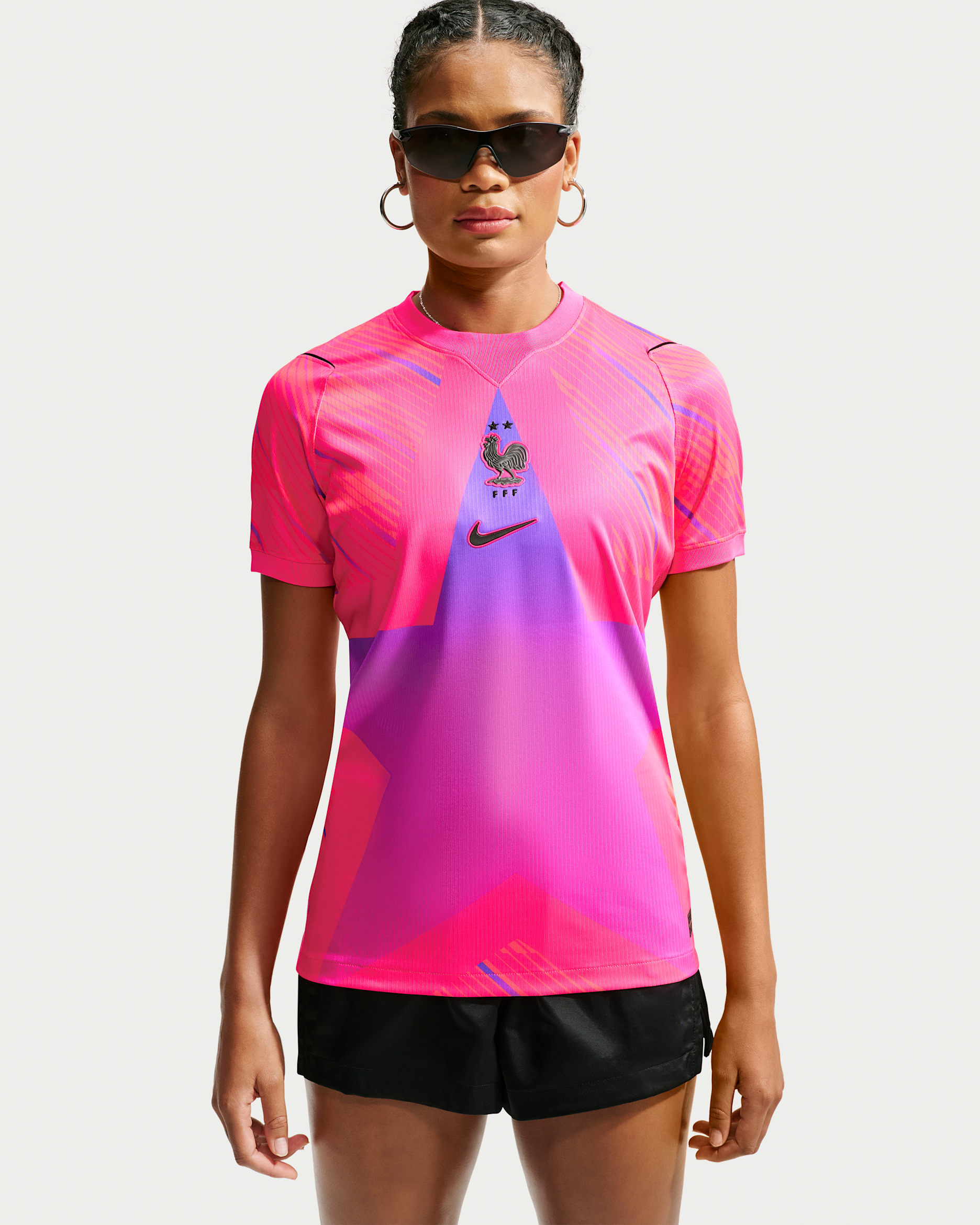 FFF 2026 Stadium Goalkeeper Men's Nike Dri-FIT Football Replica Short-Sleeve Shirt - Hyper Pink/Sunset Pulse/Bright Violet/Black