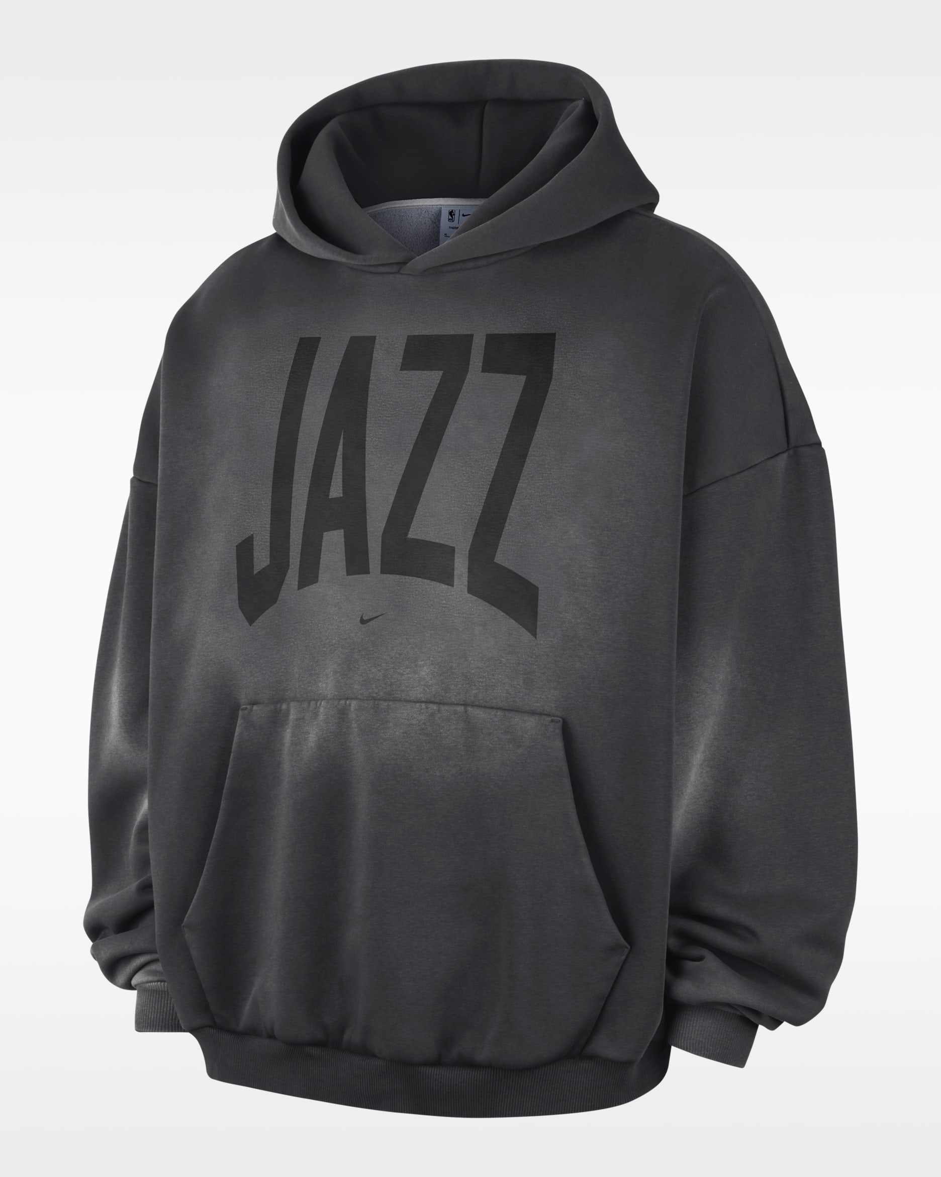 Utah Jazz Standard Issue Men's Therma-FIT Fleece Basketball Pullover Hoodie - Dark Charcoal/White