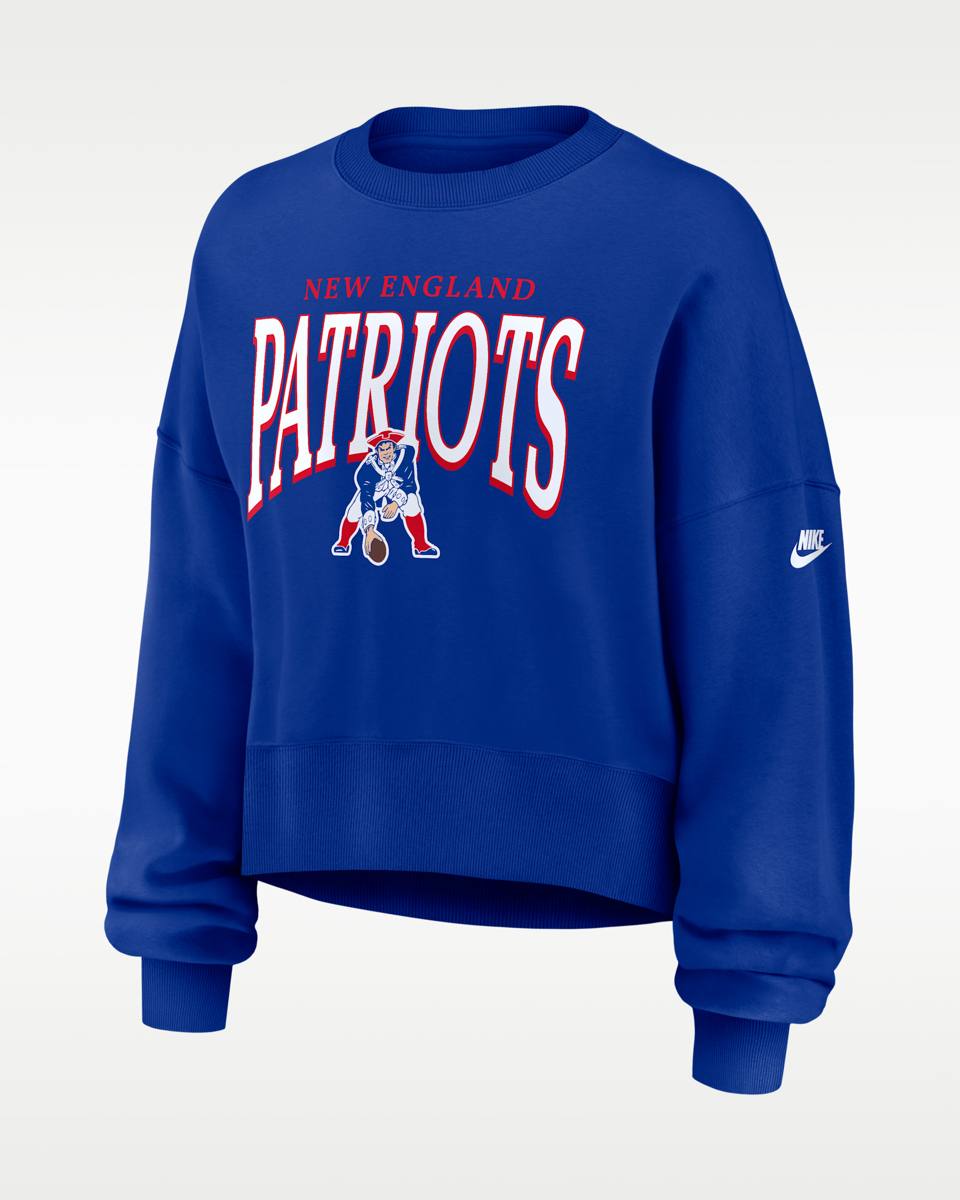 New England Patriots Rewind Phoenix Women's Nike NFL Oversized Pullover Crew - Royal