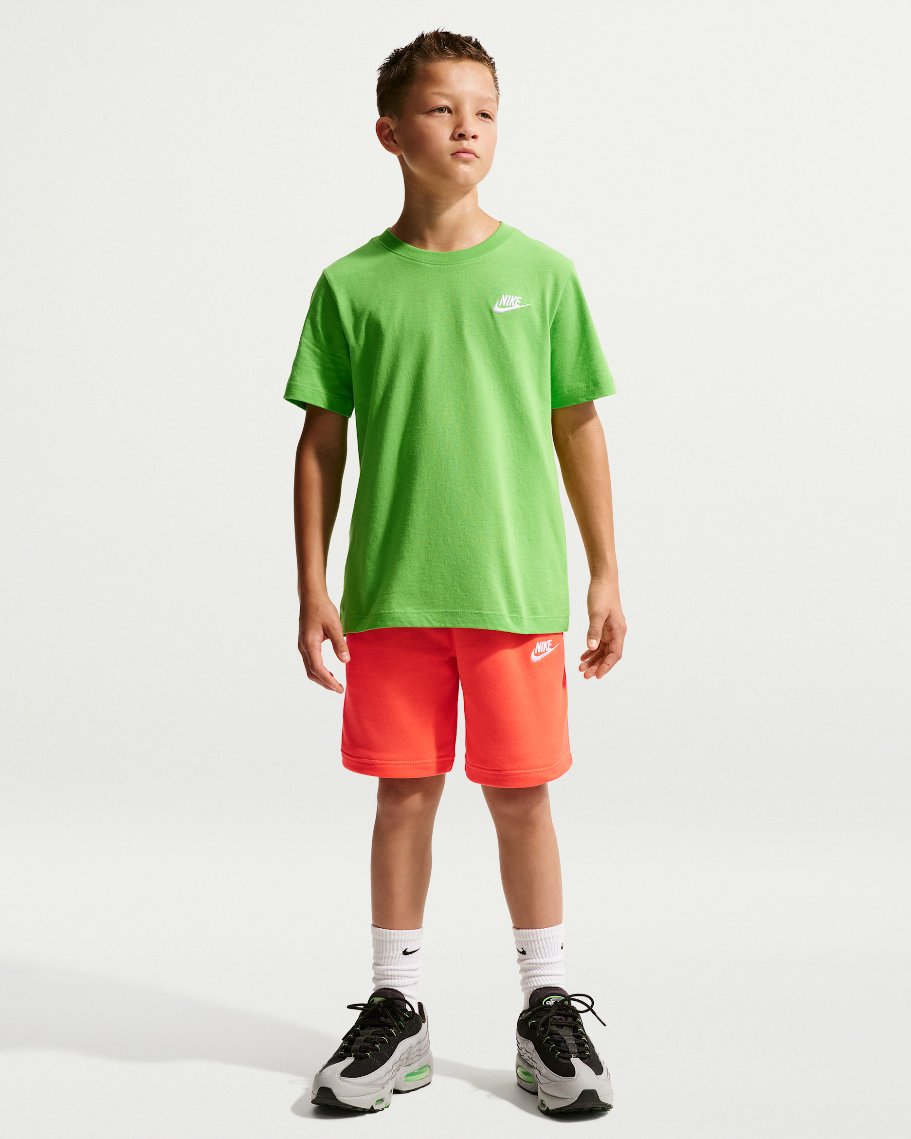 Nike Sportswear Club Fleece Older Kids' French Terry Shorts - Turf Orange/White