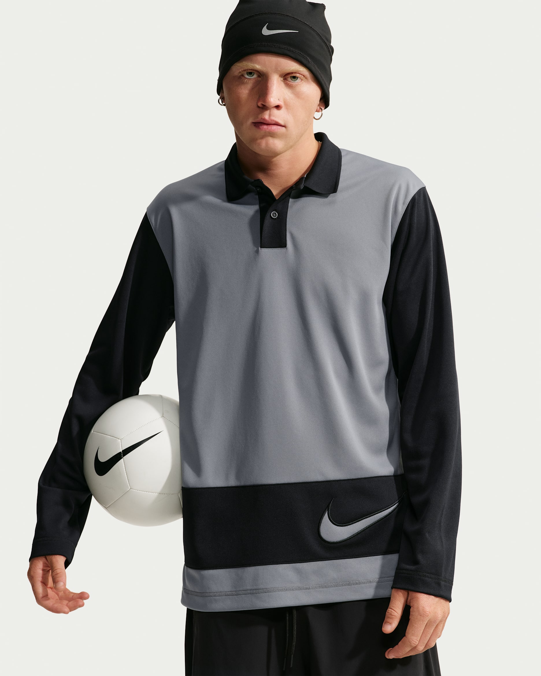 Polo de futbol de manga larga Dri-FIT para hombre Nike Premier - Gris azulado/Negro/Gris azulado