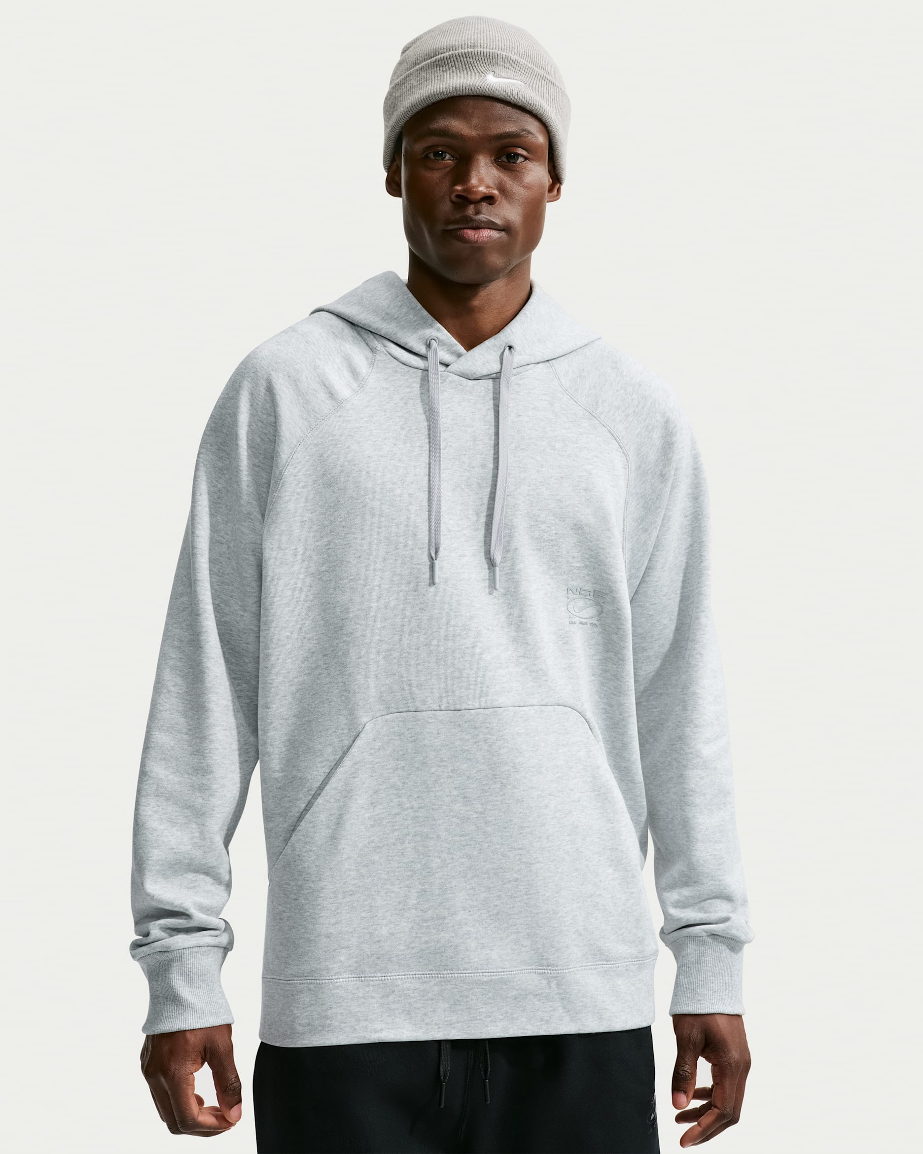 Träningshuvtröja i fleece i oversize-modell Nike N.A.C. Dri-FIT för män - Light Smoke Grey/Heather/Light Smoke Grey