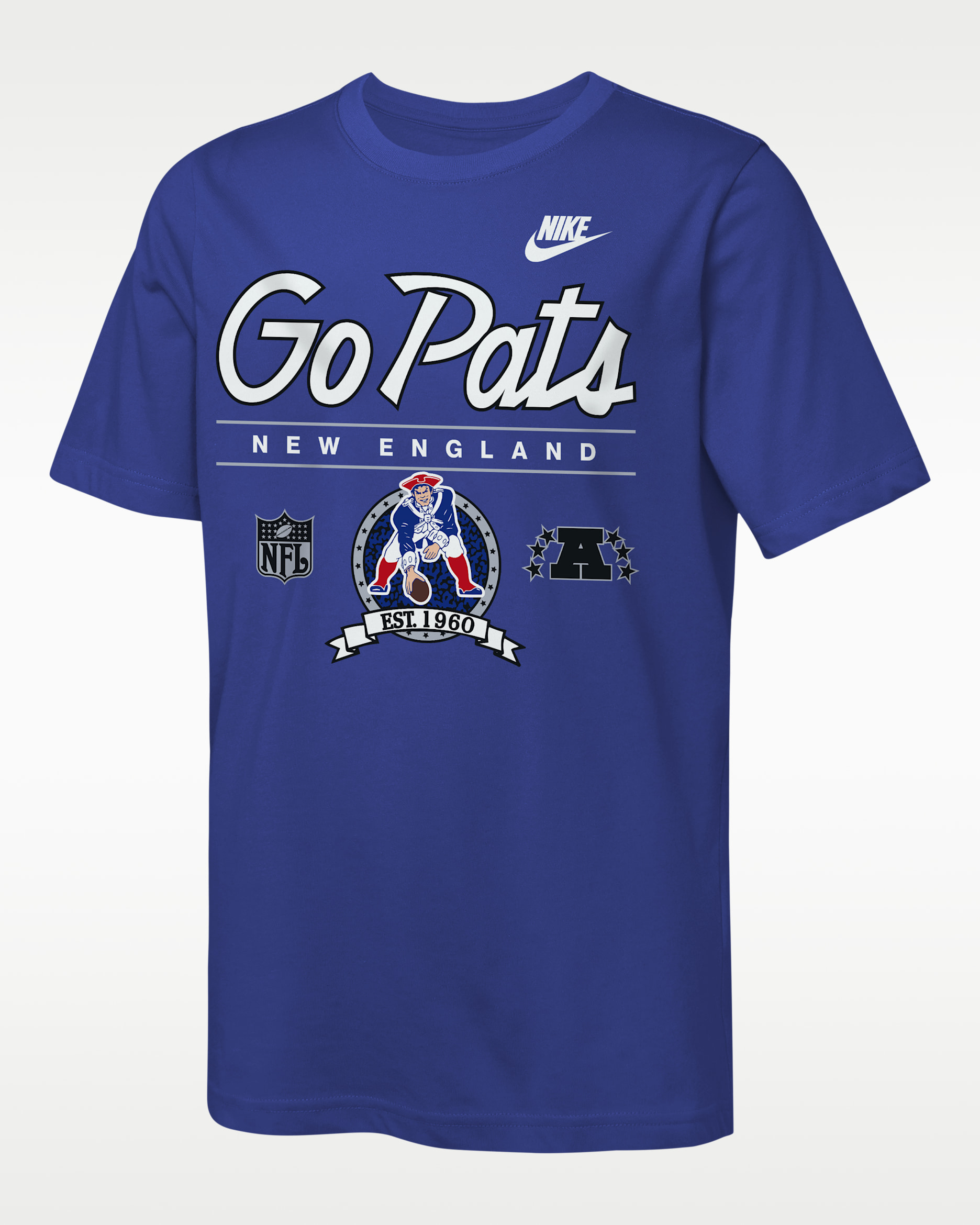 New England Patriots Rewind Hometown Slub Big Kids' Nike Dri-FIT NFL T-Shirt - Royal