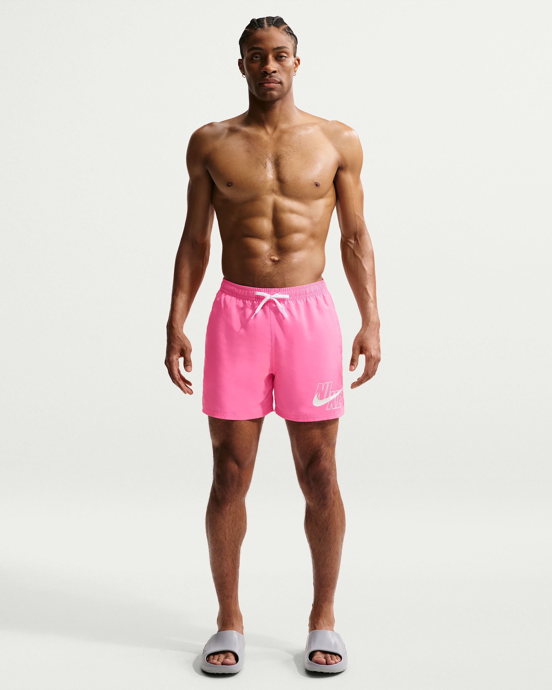 Short Volley de 18 cm con forro de ropa interior para hombre Nike Swim Breaker - Rosa resplandor/Rosa resplandor/Blanco/Blanco