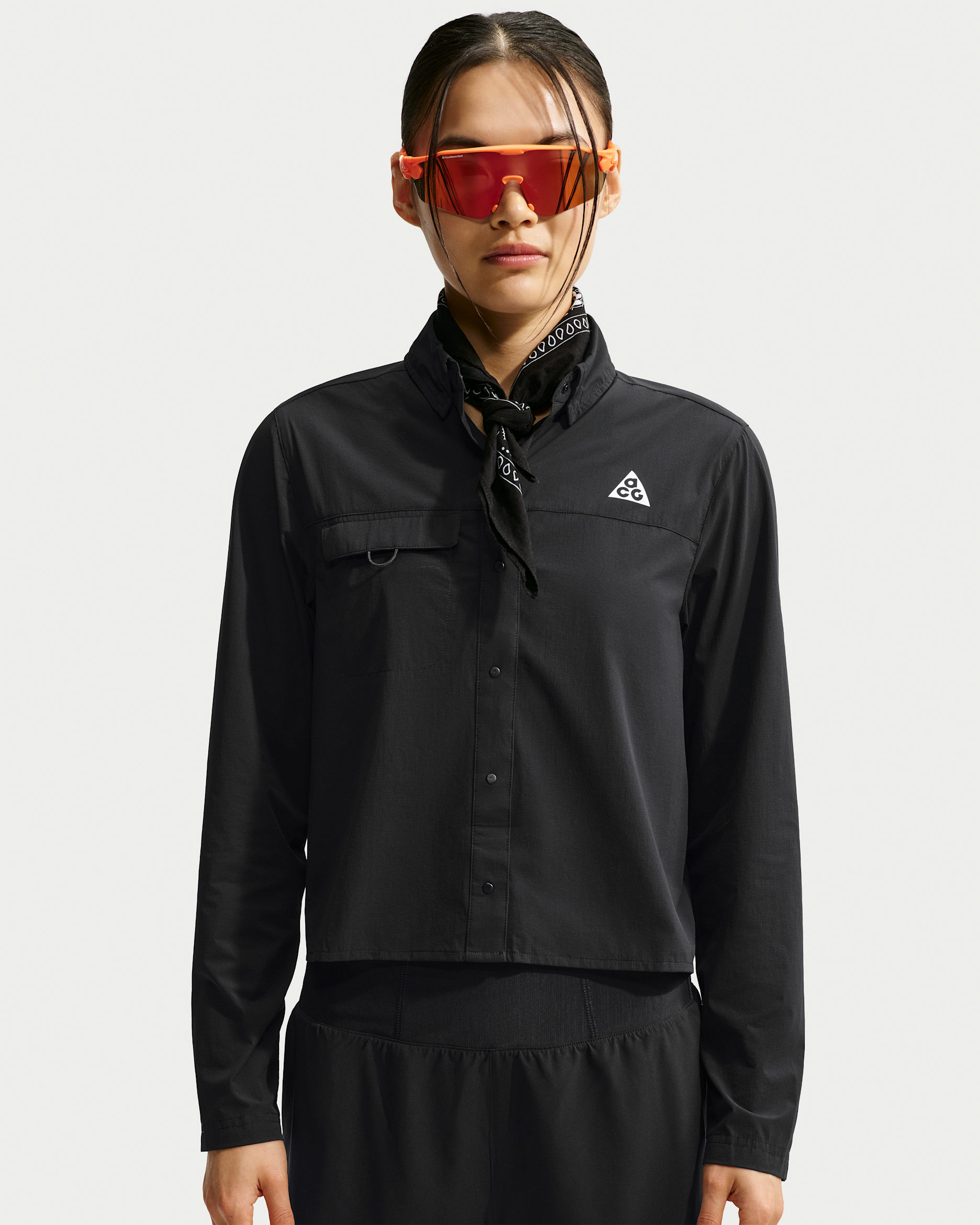 ACG Aireez Women's Button-Up Long-Sleeve Trail Running Top - Black/Summit White
