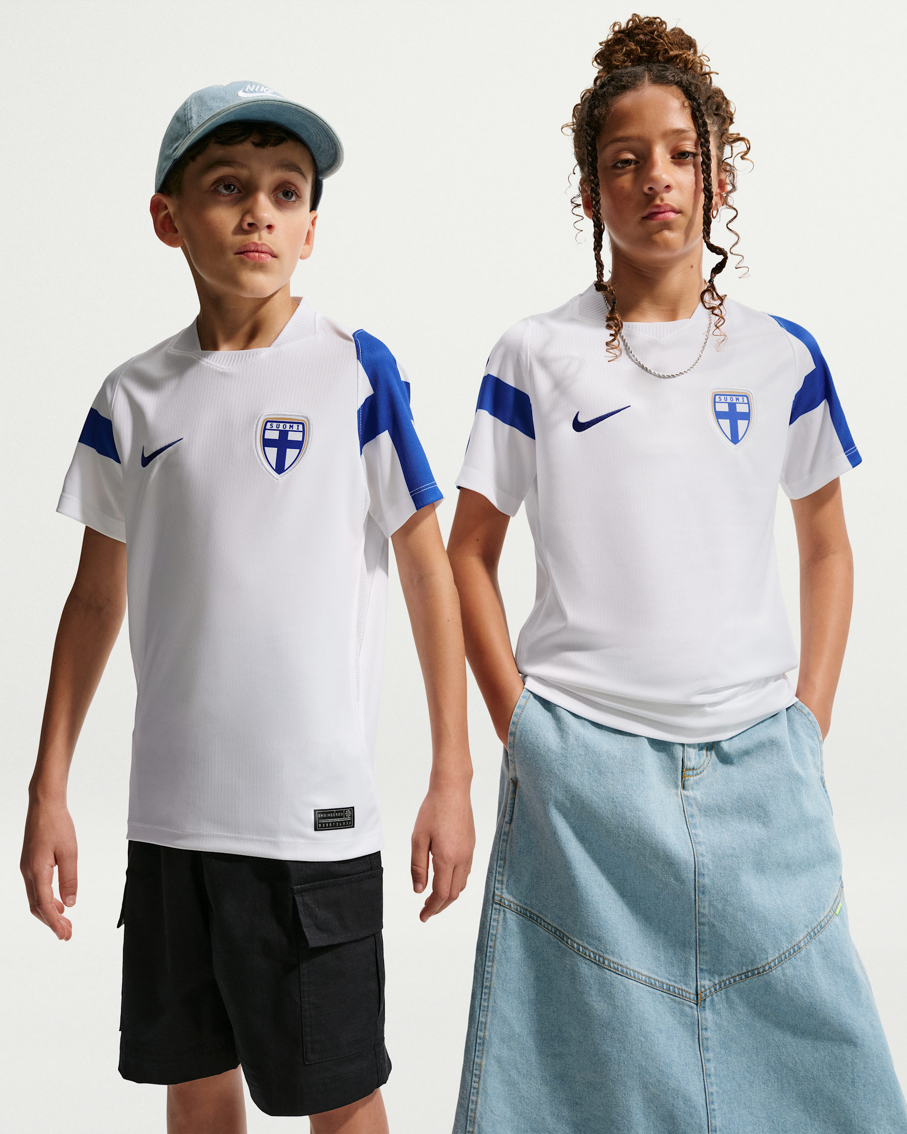Finland 2026 Stadium Away Big Kids' Nike Dri-FIT Soccer Replica Jersey - White/Hyper Blue