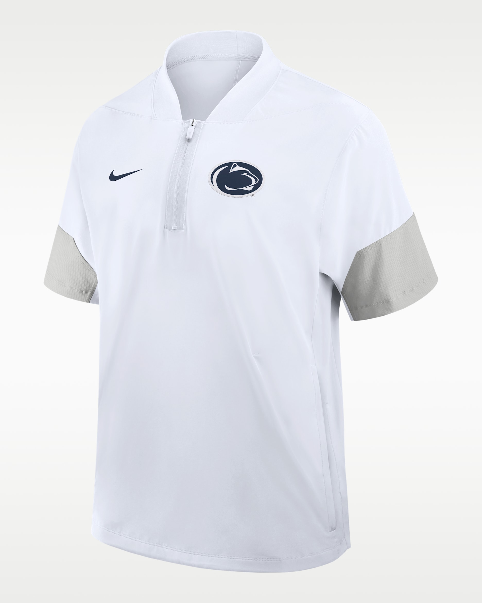 Chamarra de manga corta universitaria Nike de medio cierre para hombre Penn State Sideline Coach - Blanco