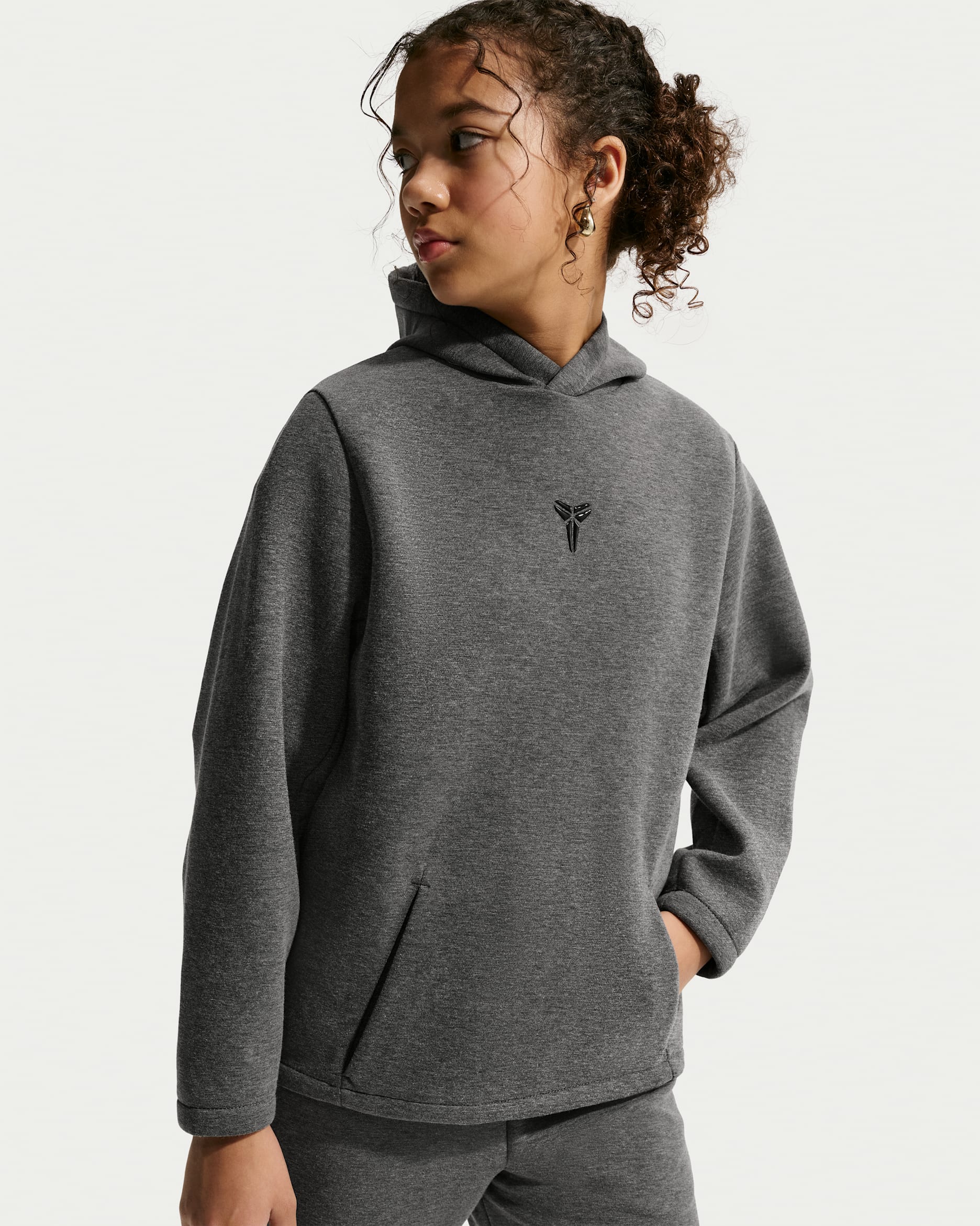 Kobe Big Kids' Dri-FIT Pullover Basketball Hoodie - Black Heather/Black