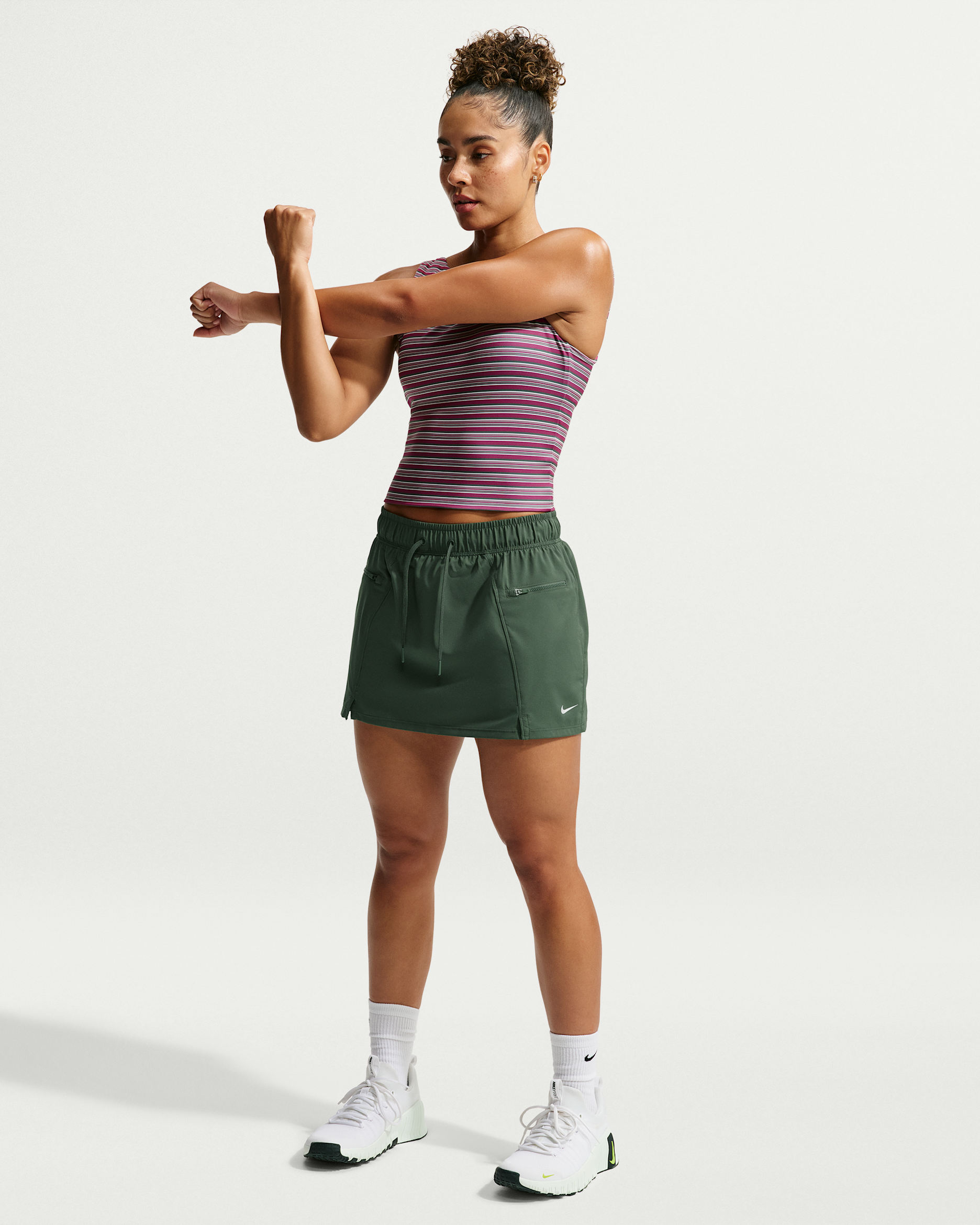 Nike One Women's Dri-FIT 2-in-1 Woven Skort - Camo Green/White