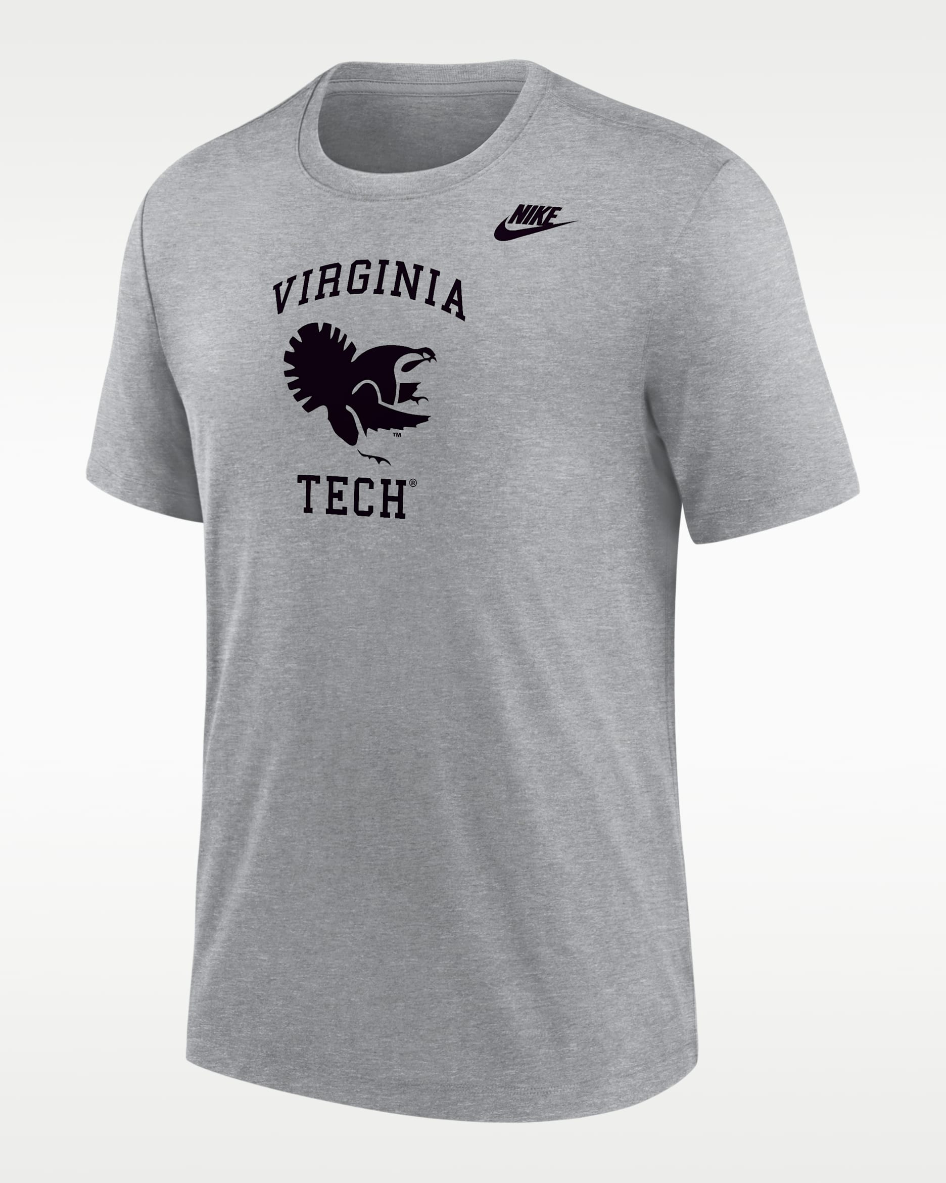 Playera de futbol americano Nike Tri-blend para hombre Virginia Tech Hokies - Gris oscuro jaspeado