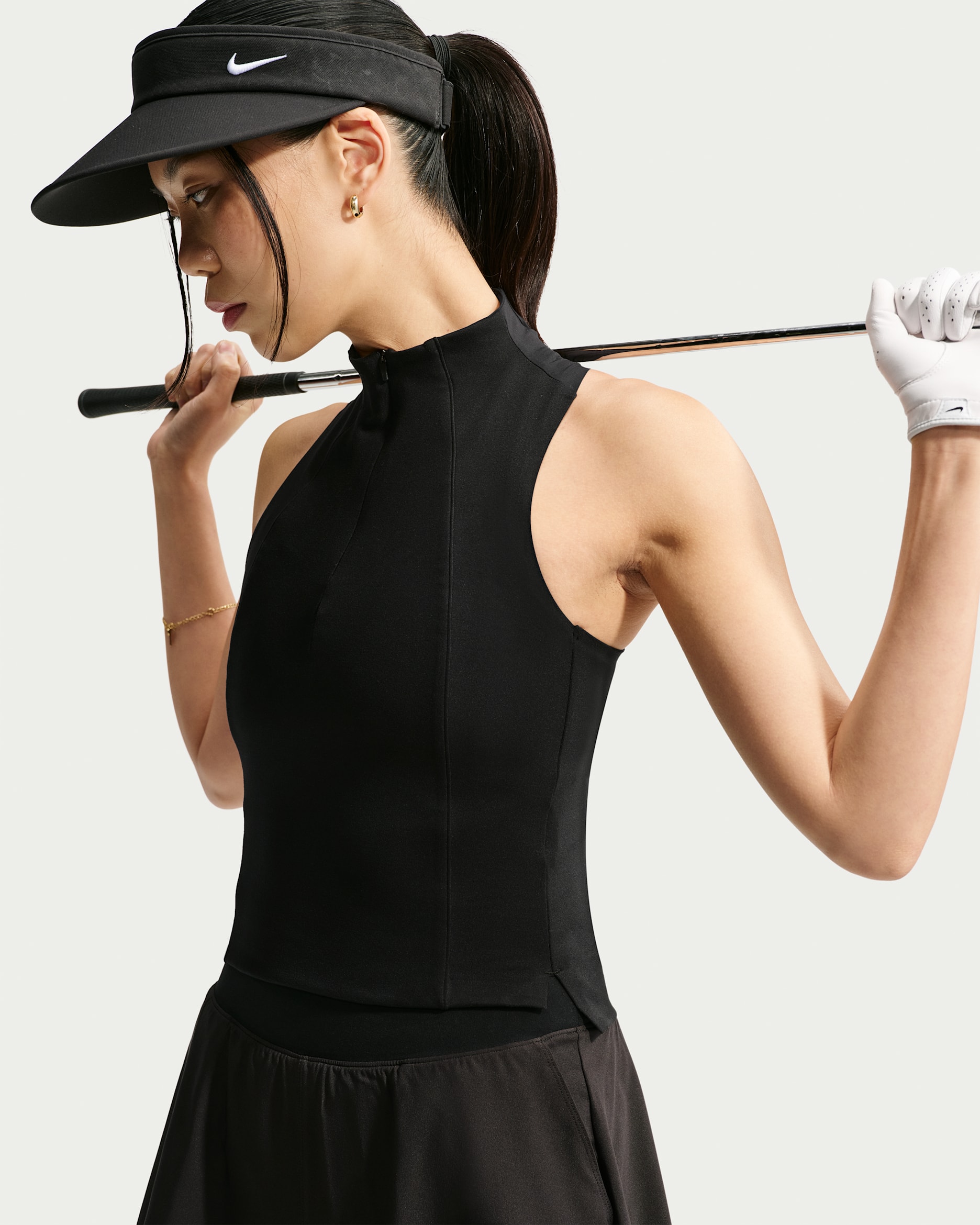Nike Tailored Performance Women's Dri-FIT Sleeveless Golf Polo - Black/White