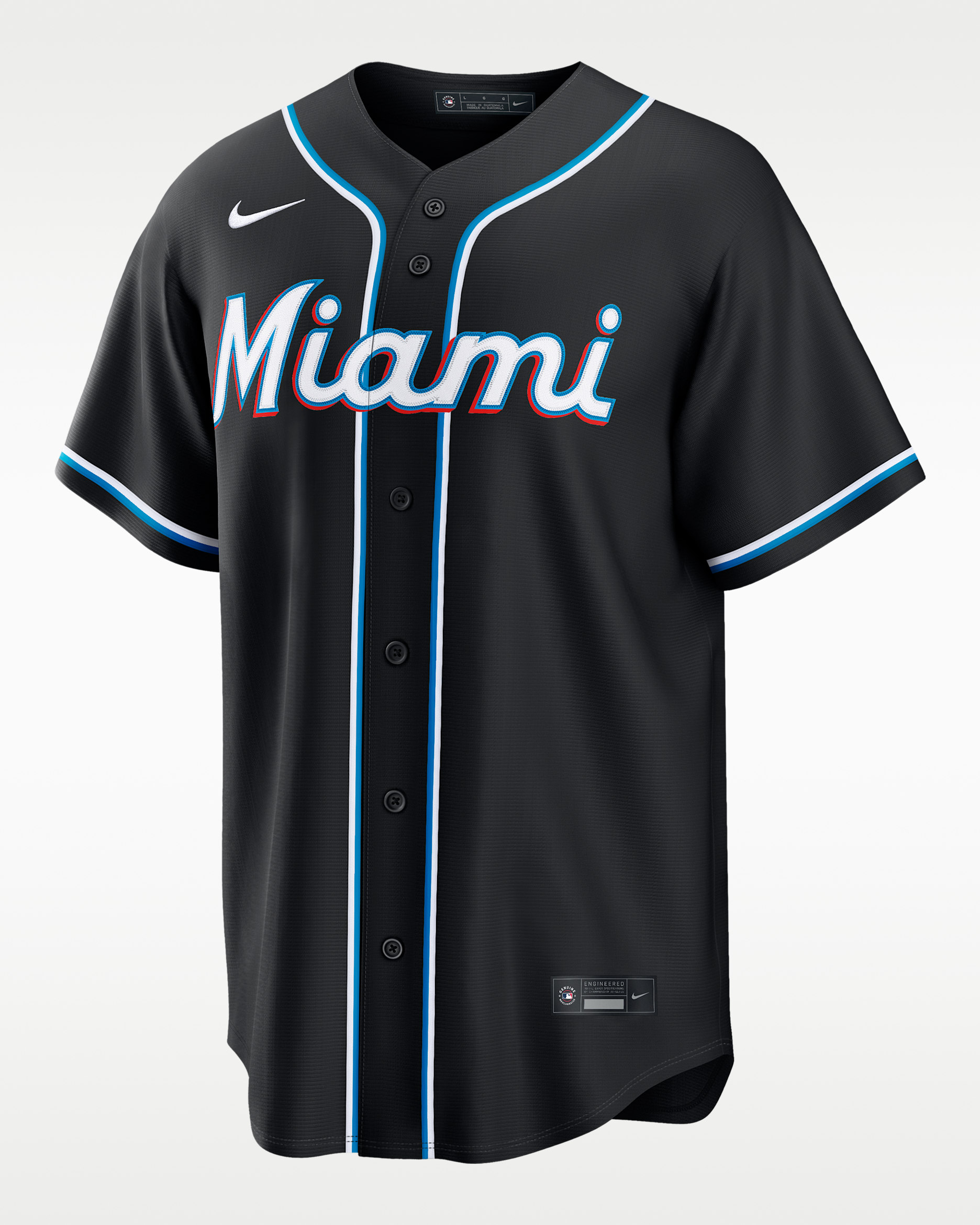 Miami Marlins Men's Nike MLB Replica Fashion Jersey - Black/Aqua