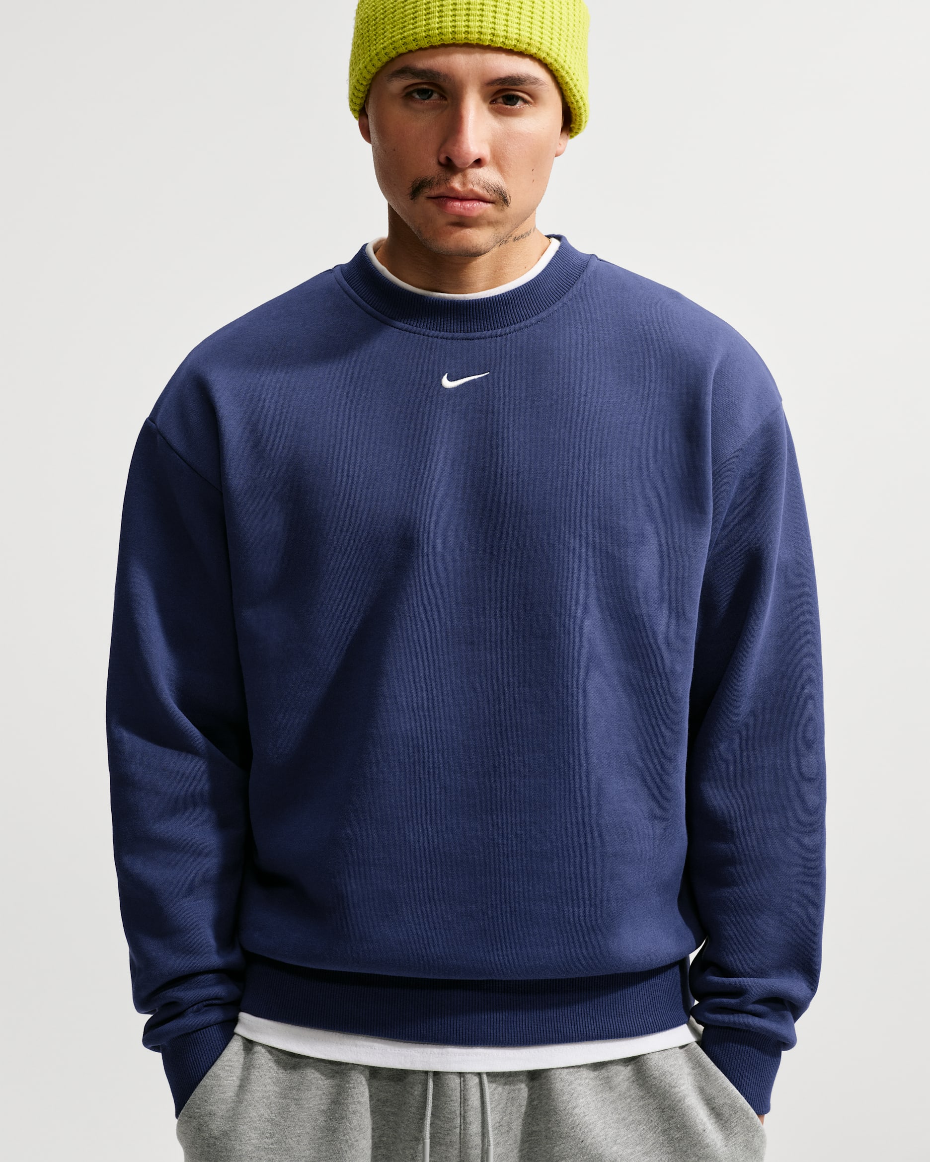 Sweat à col ras-du-cou Nike Solo Fleece pour homme - Midnight Navy/Sail