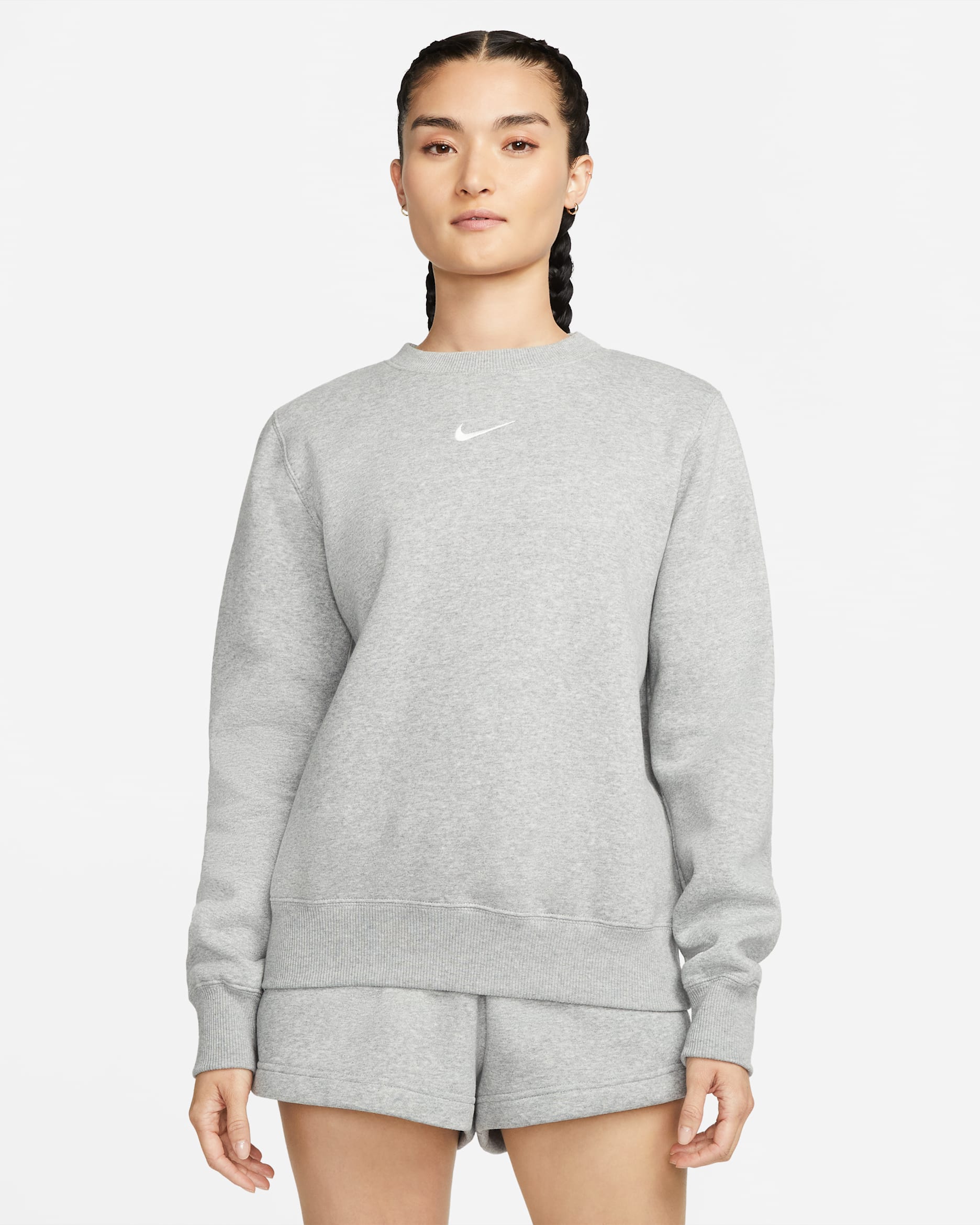 Sudadera de cuello redondo para mujer Nike Sportswear Phoenix Fleece - Gris oscuro jaspeado/Vela