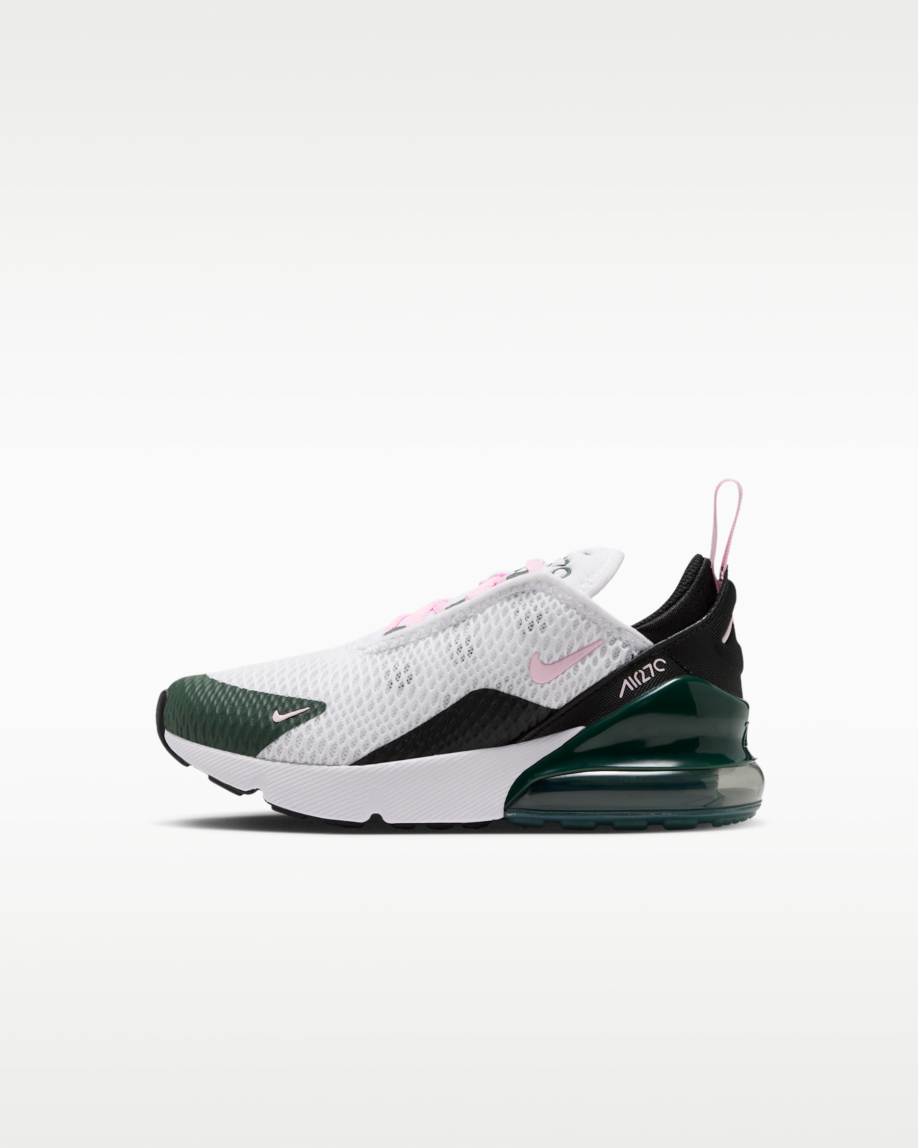 Nike Air Max 270 Little Kids' Shoes - White/Camo Green/Black/Pink Foam