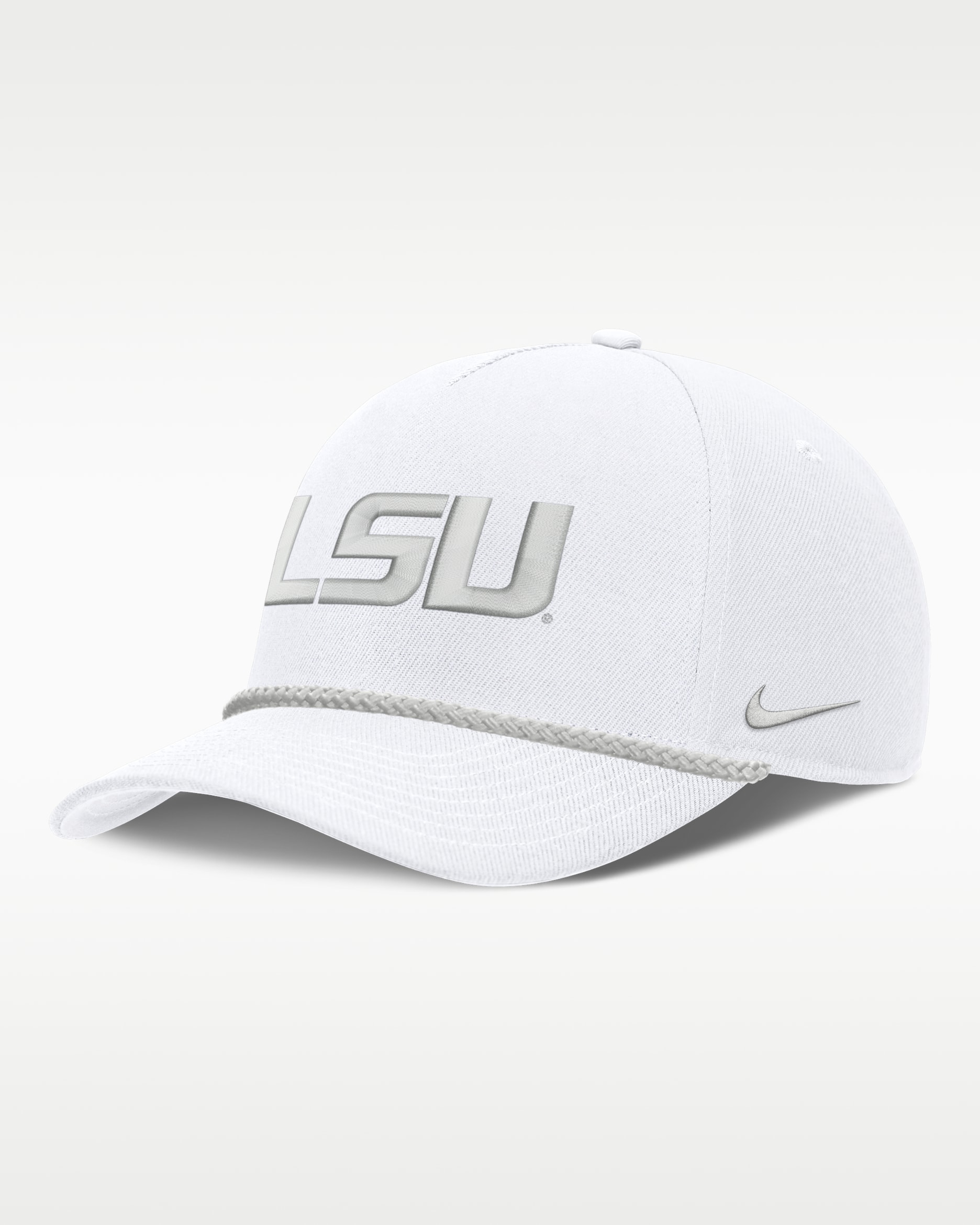 LSU Sideline Rope Rise Men's Nike College Adjustable Hat - White