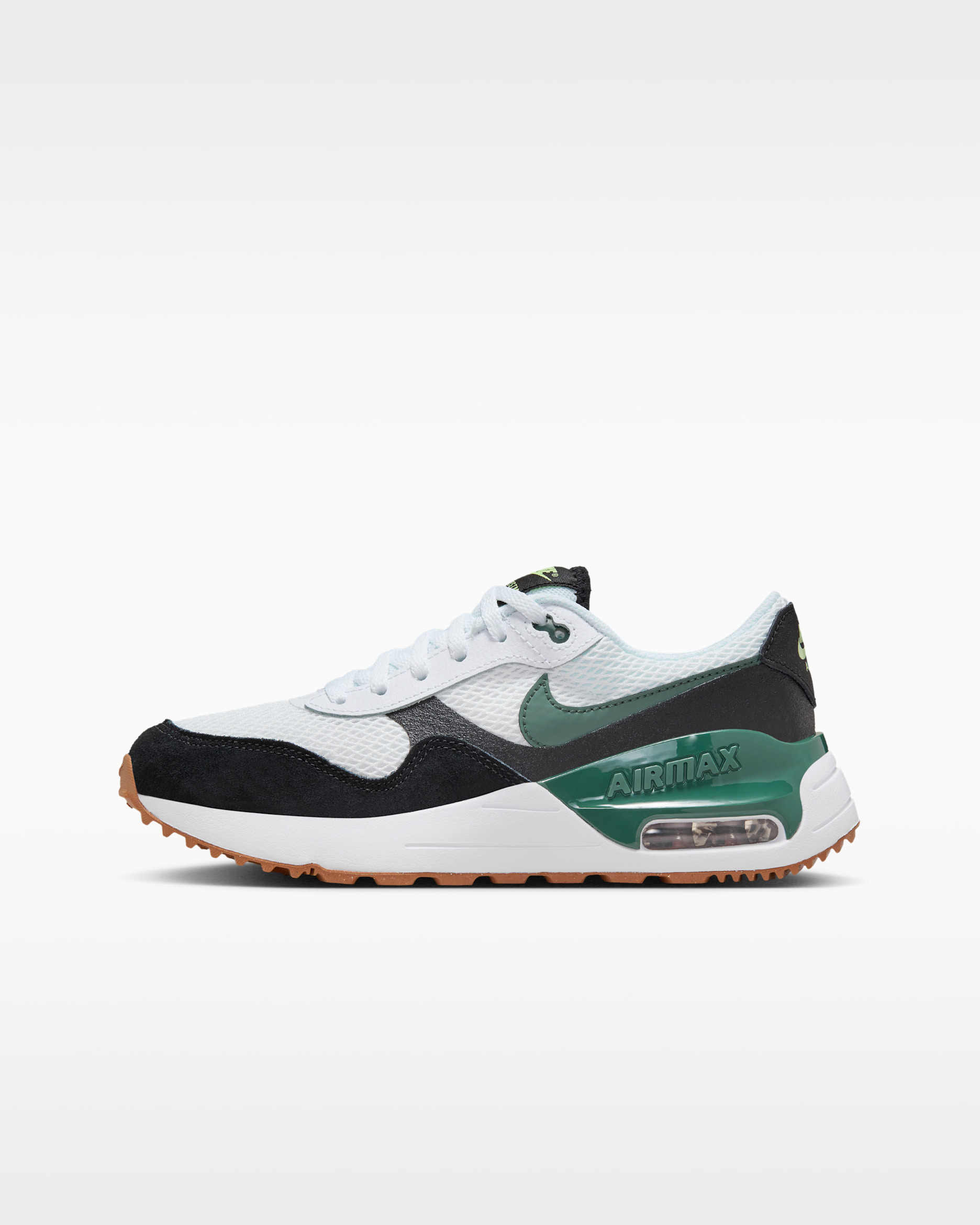 Nike Air Max SYSTM Big Kids' Shoes - White/Black/Barely Volt/Vintage Green