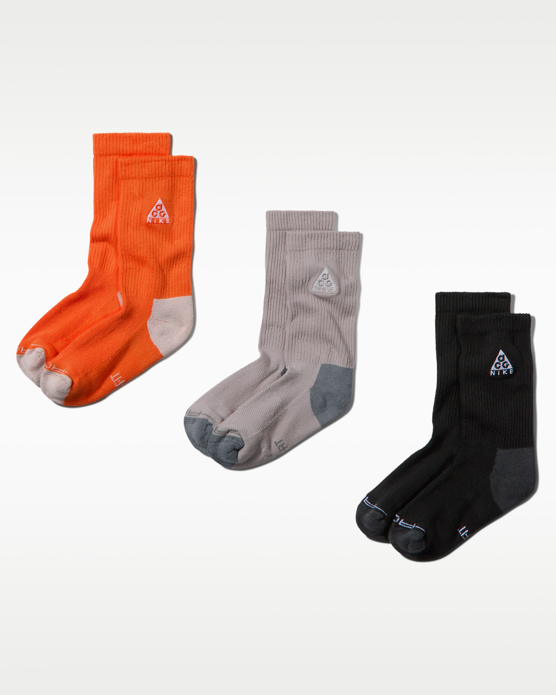ACG Kids' Dri-FIT Explore Crew Socks (3 Pairs) - Safety Orange