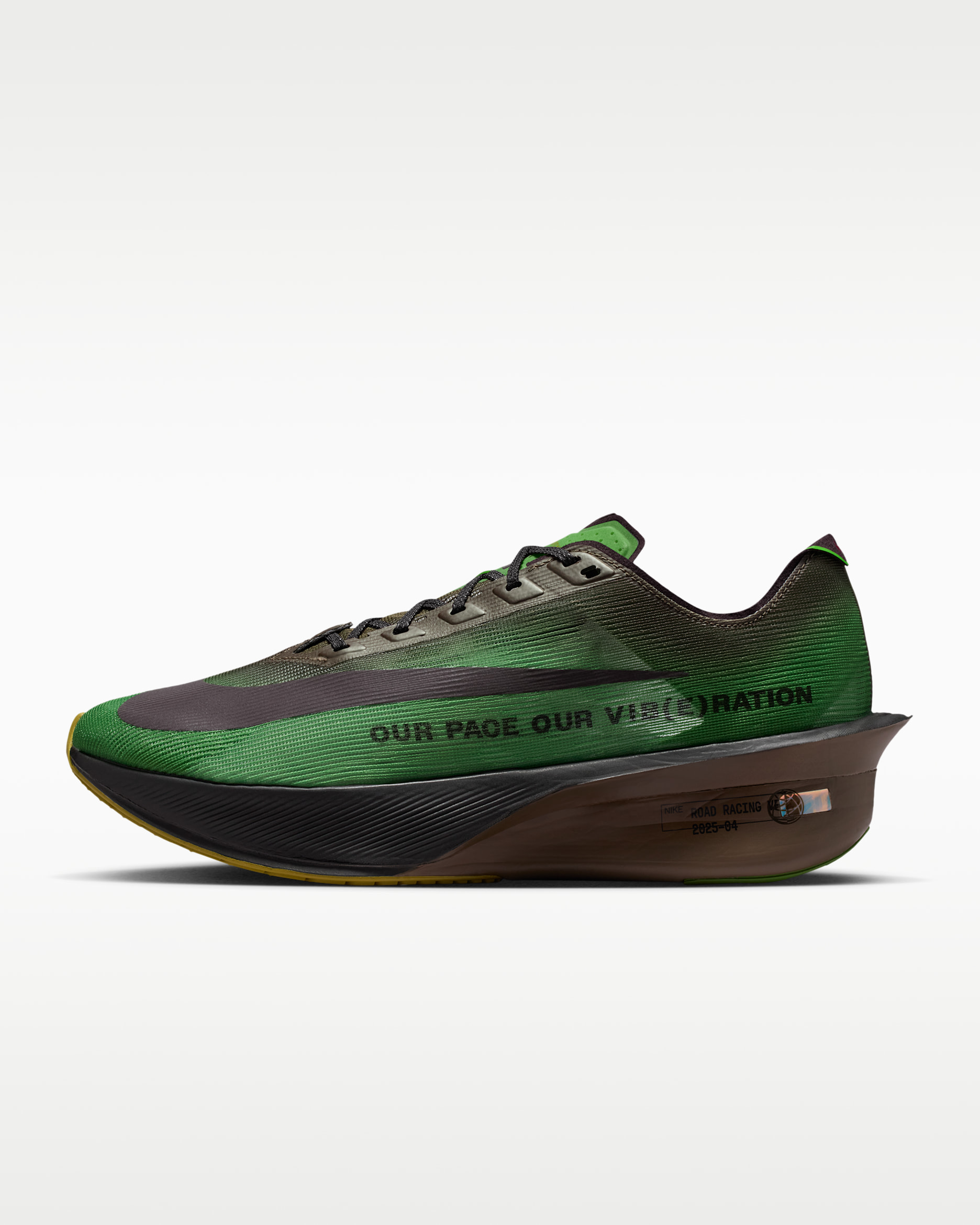 Nike Vaporfly 4 Men's Road Racing Shoe - Chlorophyll/Off-Noir/Mink Brown/Burgundy Ash