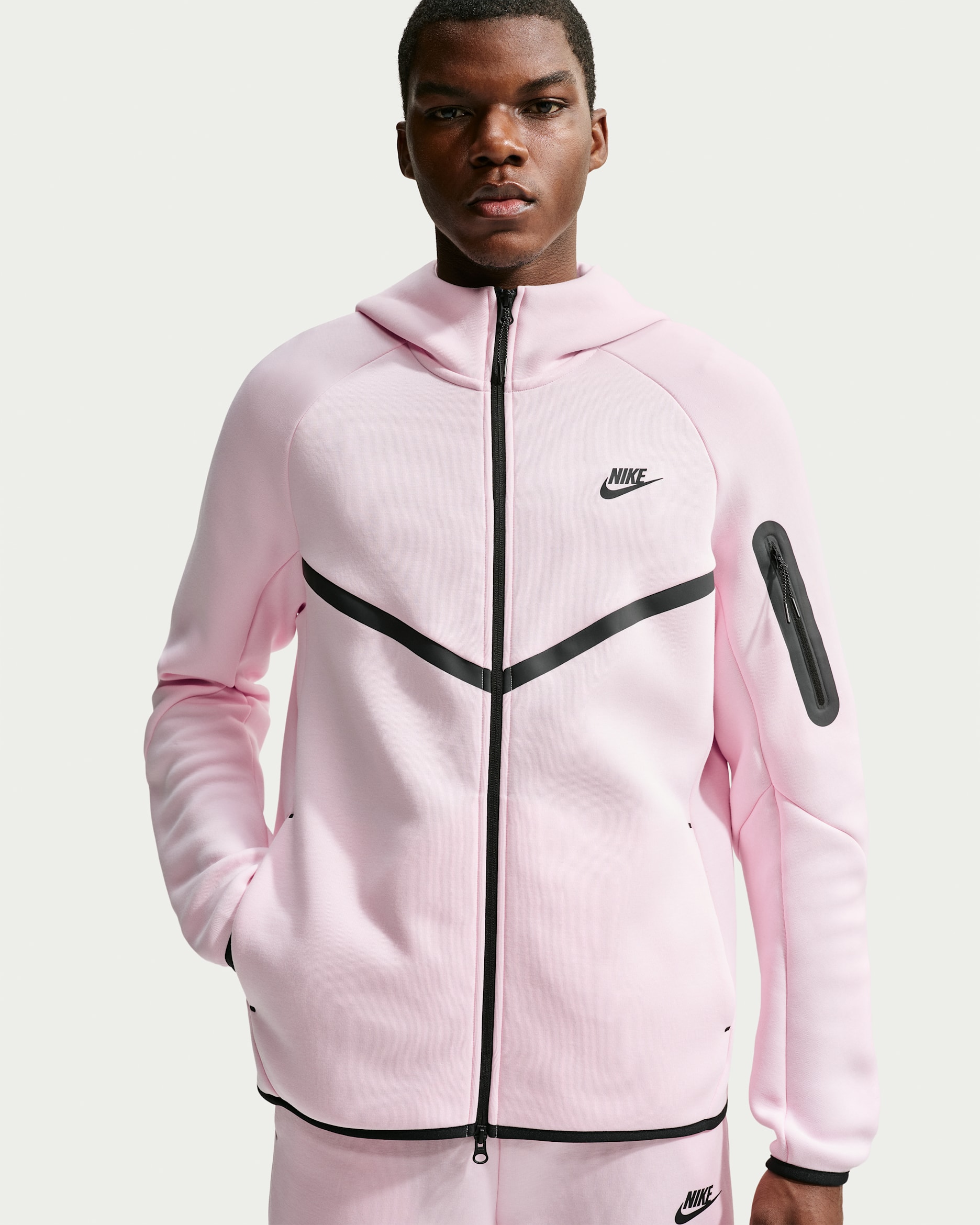 Nike Tech Windrunner herenjack van fleece met rits over de hele lengte - Pink Foam/Hyper Pink