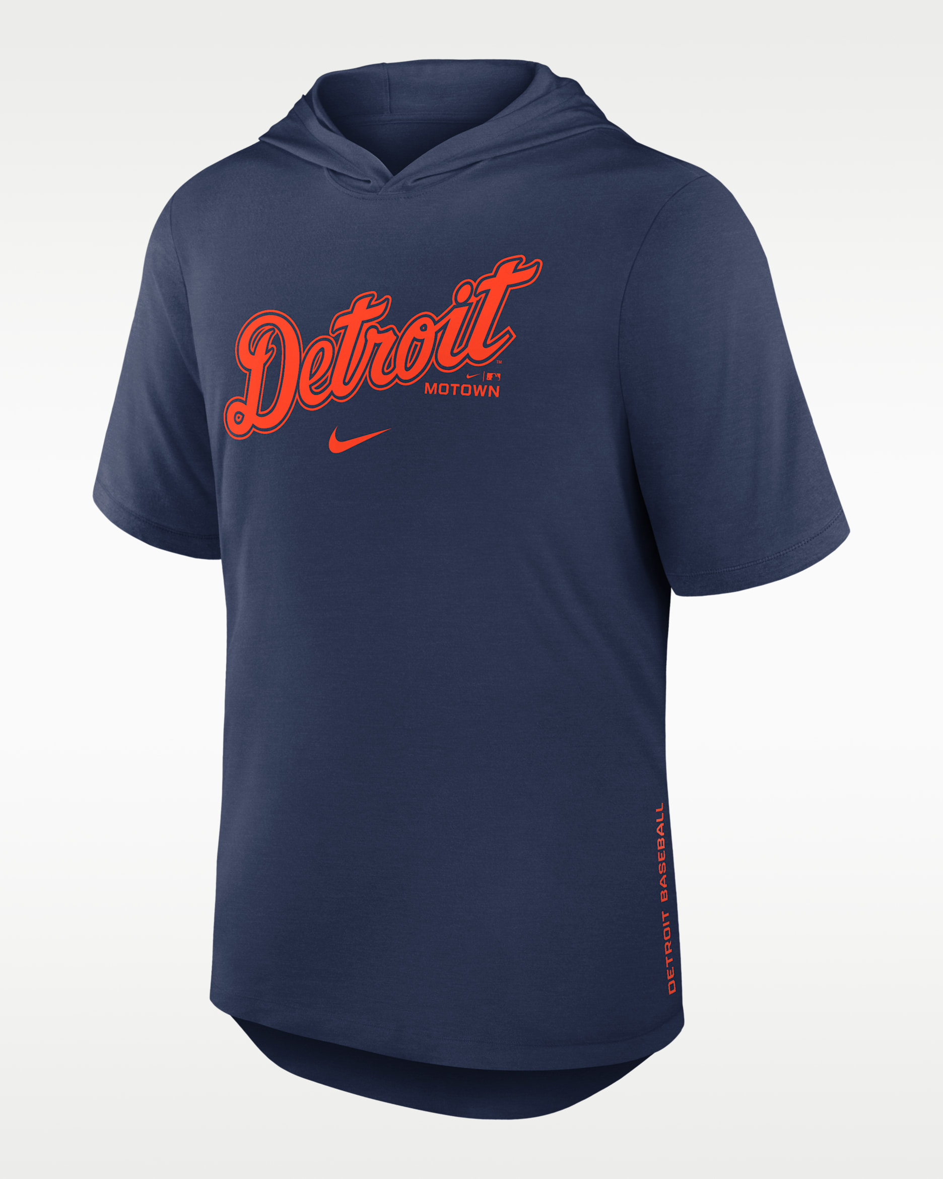 Detroit Tigers Arched Wordmark Men's Nike Dri-FIT MLB Hooded T-Shirt - Navy