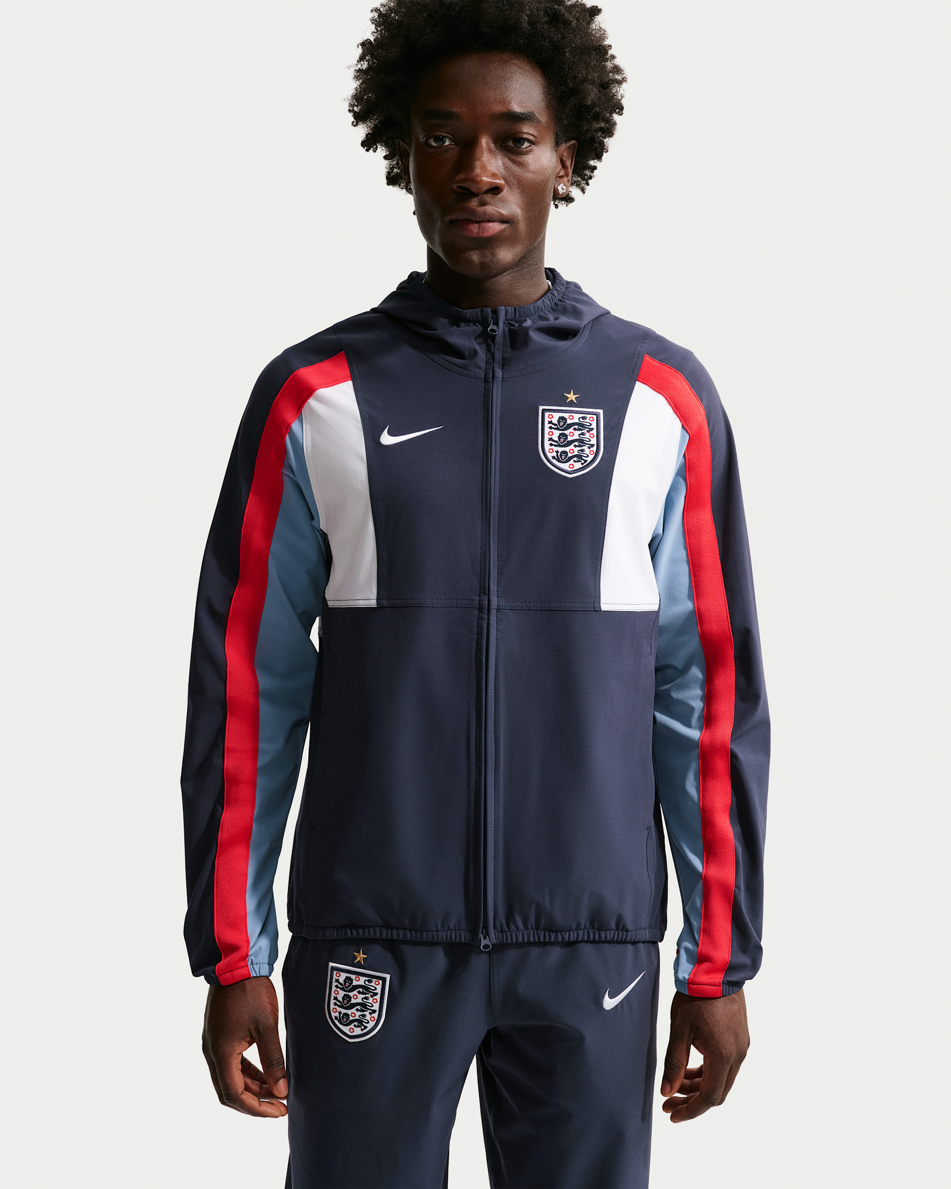 England Energy Men's Nike Dri-FIT Football Woven Jacket - Obsidian/Work Blue/Speed Red/White