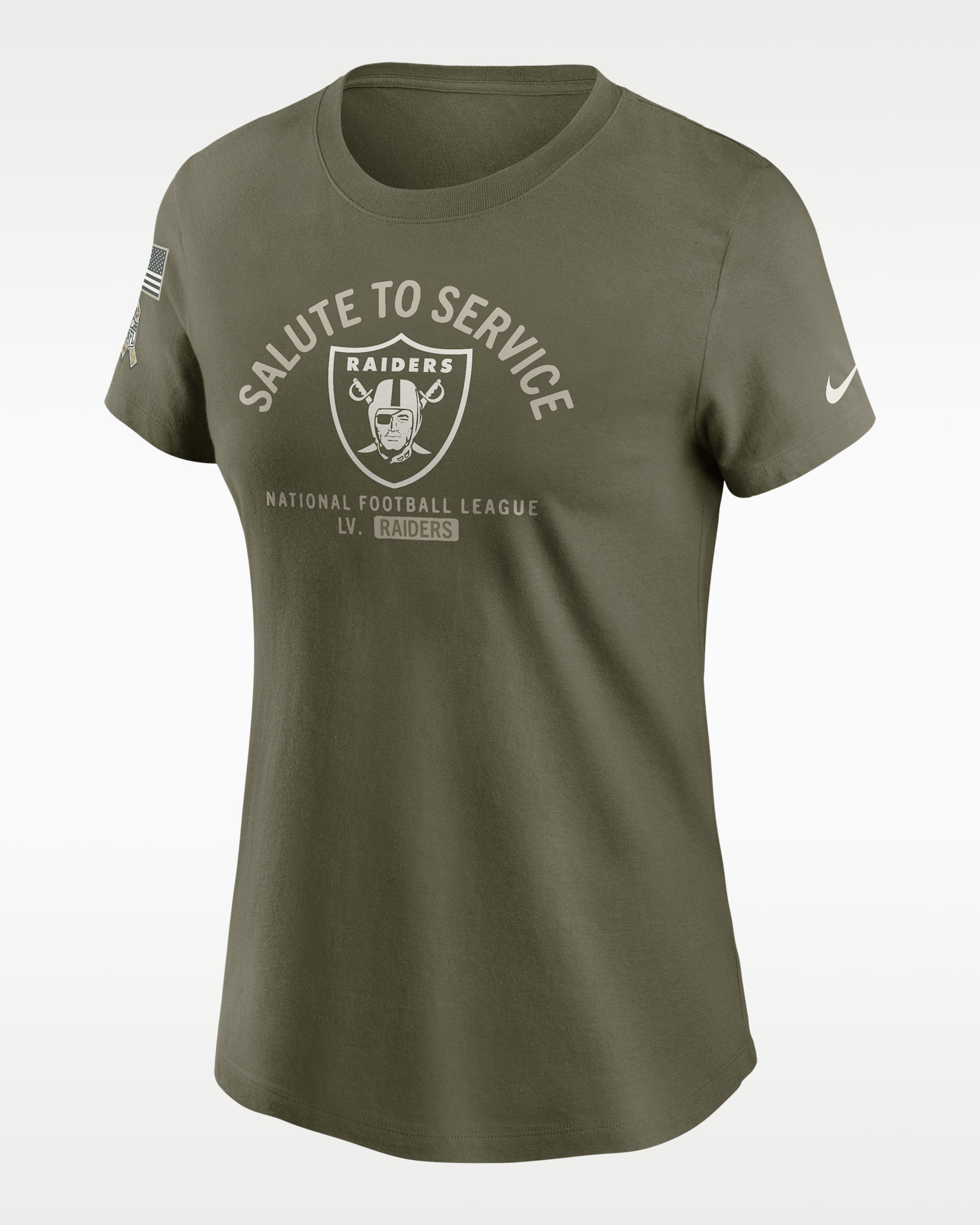 Las Vegas Raiders Salute to Service Sideline Women's Nike NFL T-Shirt - Olive
