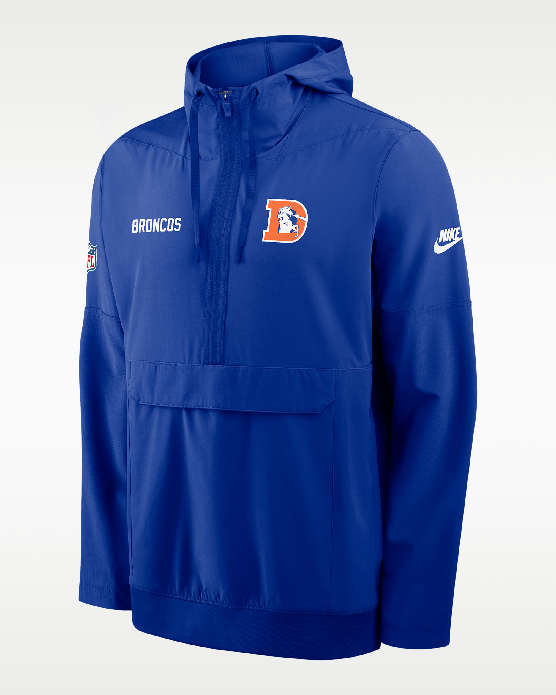 Denver Broncos Alt Option Route Anorak Men's Nike NFL 1/2-Zip Hooded Jacket - Royal