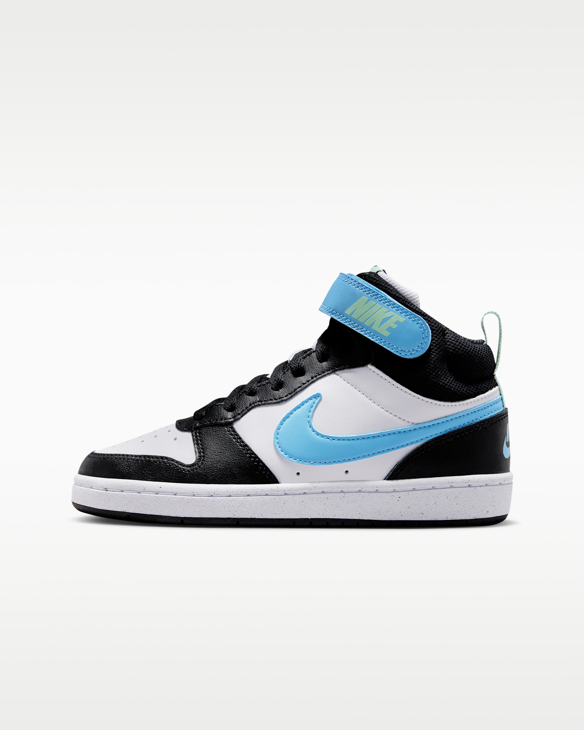 Nike Court Borough Mid 2 Big Kids' Shoes - White/Black/Arctic Green/Football Blue