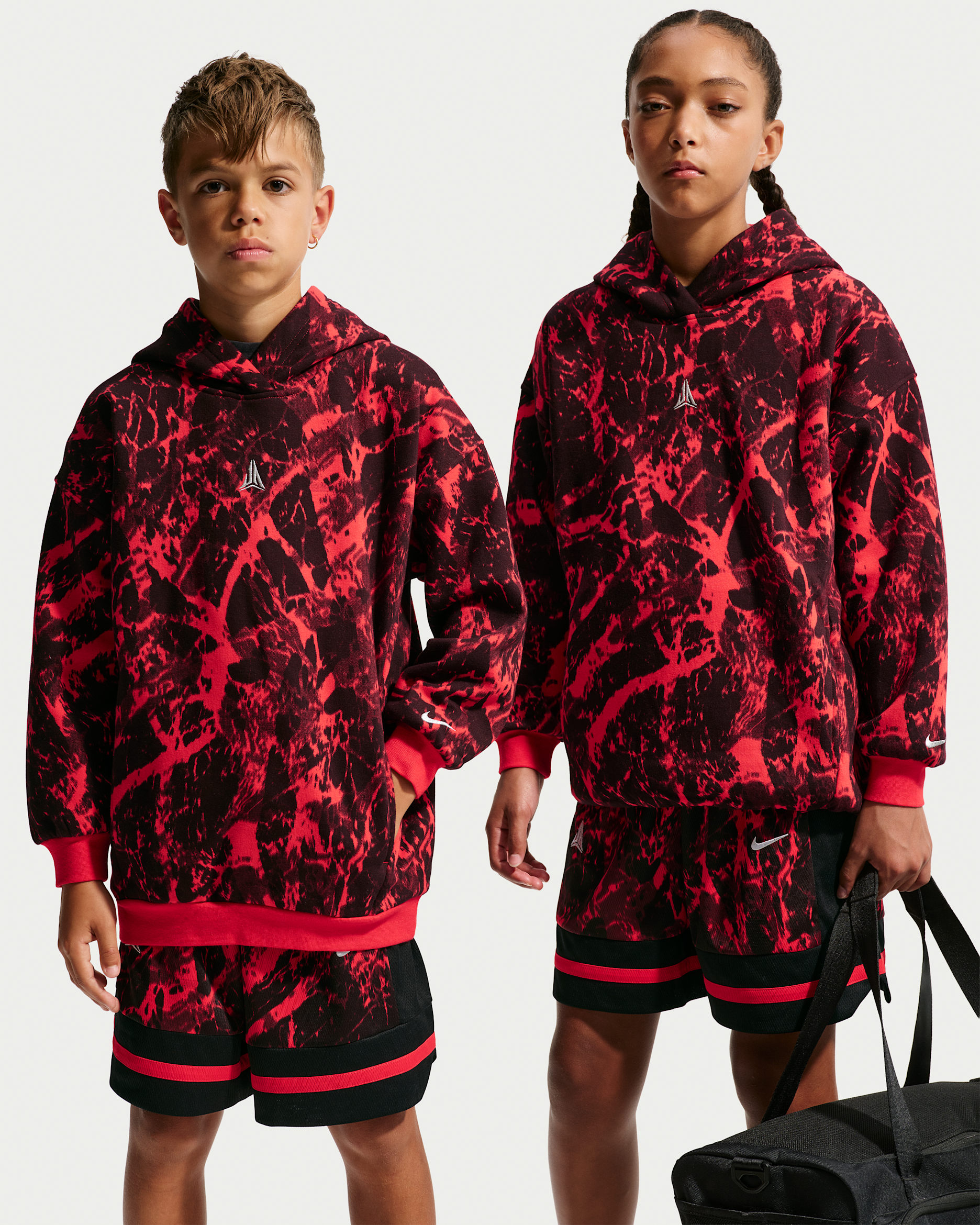 Ja Kids' Club Fleece Oversized Basketball Hoodie - University Red