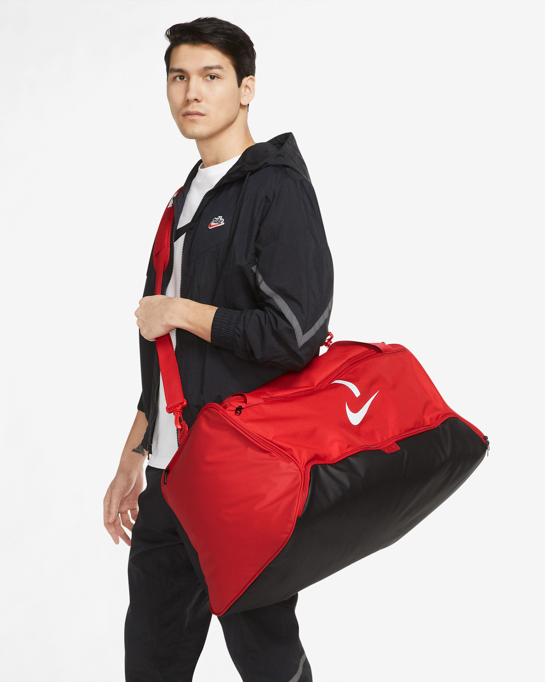 Nike Academy Team Football Duffel Bag (Large, 95L) - University Red/Black/White