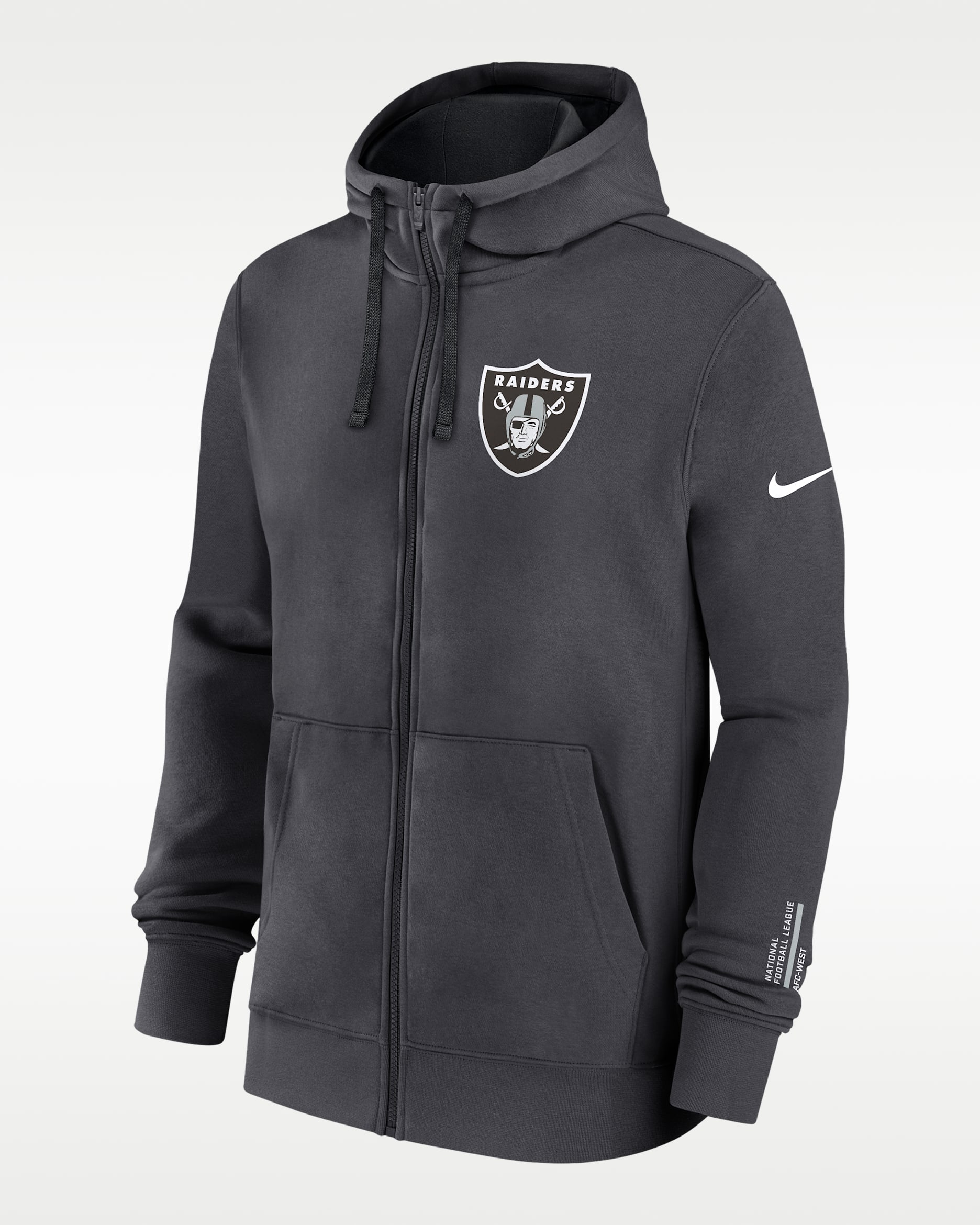 Las Vegas Raiders Playbook Page Club Men's Nike NFL Full-Zip Hoodie - Anthracite