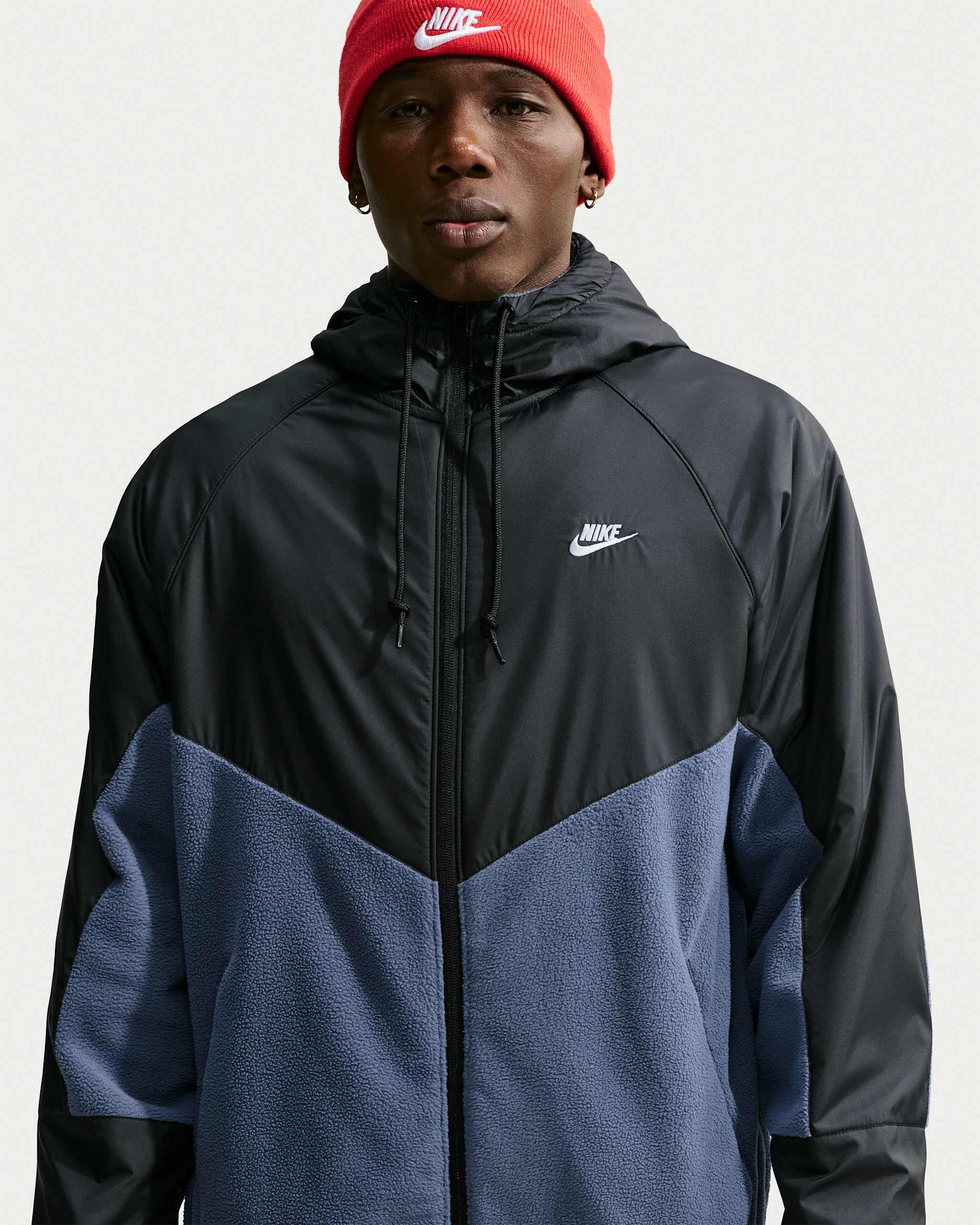 Giacca ampia con zip a tutta lunghezza Therma-FIT Nike Windrunner – Uomo - Diffused Blue/Nero/Bianco