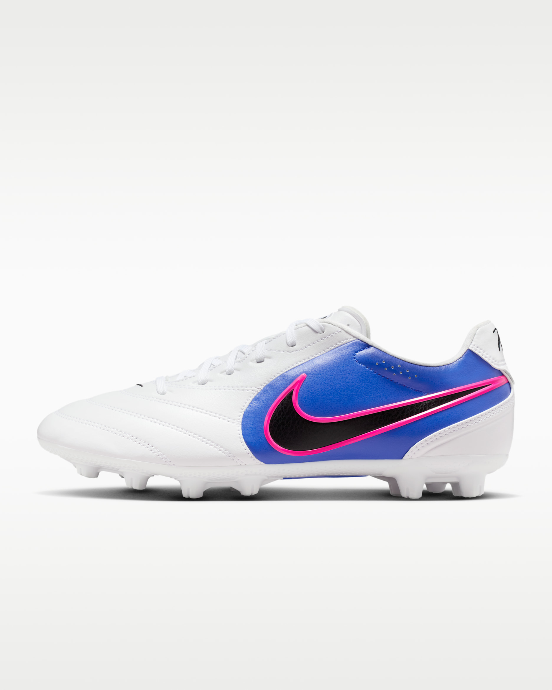 Nike Tiempo Ligera Pro Hard-Ground Low-Top Soccer Cleats - White/Racer Blue/Pink Blast/Black