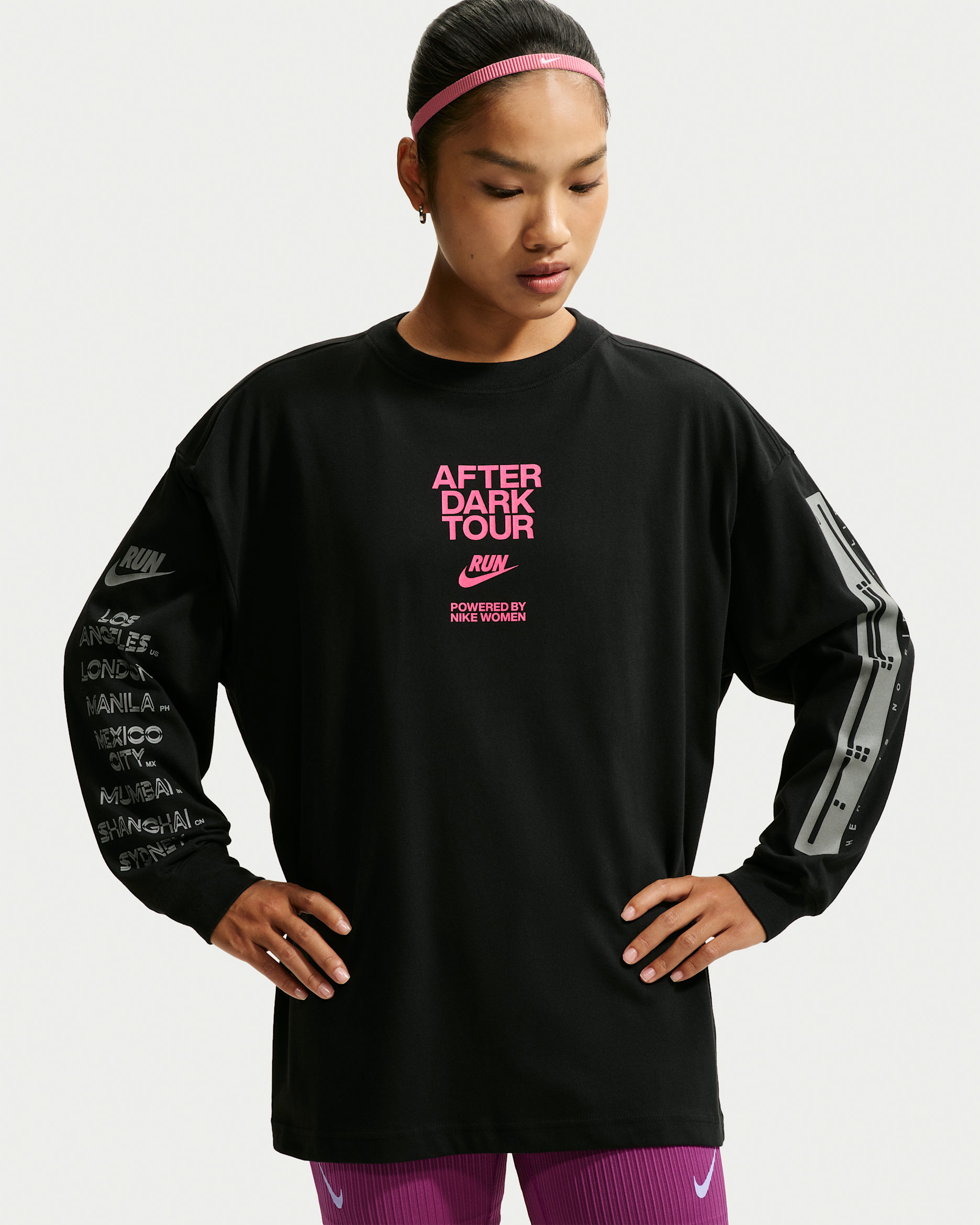 Nike After Dark Tour Women's Dri-FIT Oversized Long-Sleeve Running T-Shirt - Black