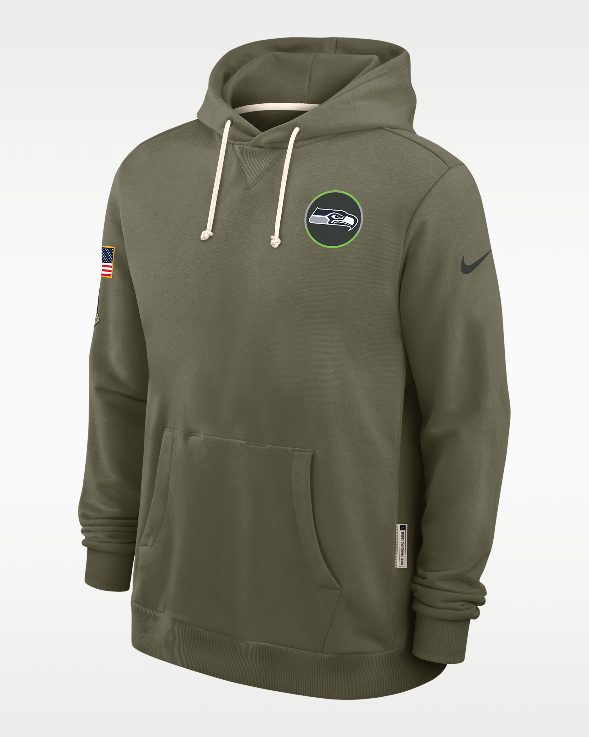 Seattle Seahawks Salute to Service Sideline Dominant Force Men's Nike Dri-FIT NFL Pullover Hoodie - Medium Olive