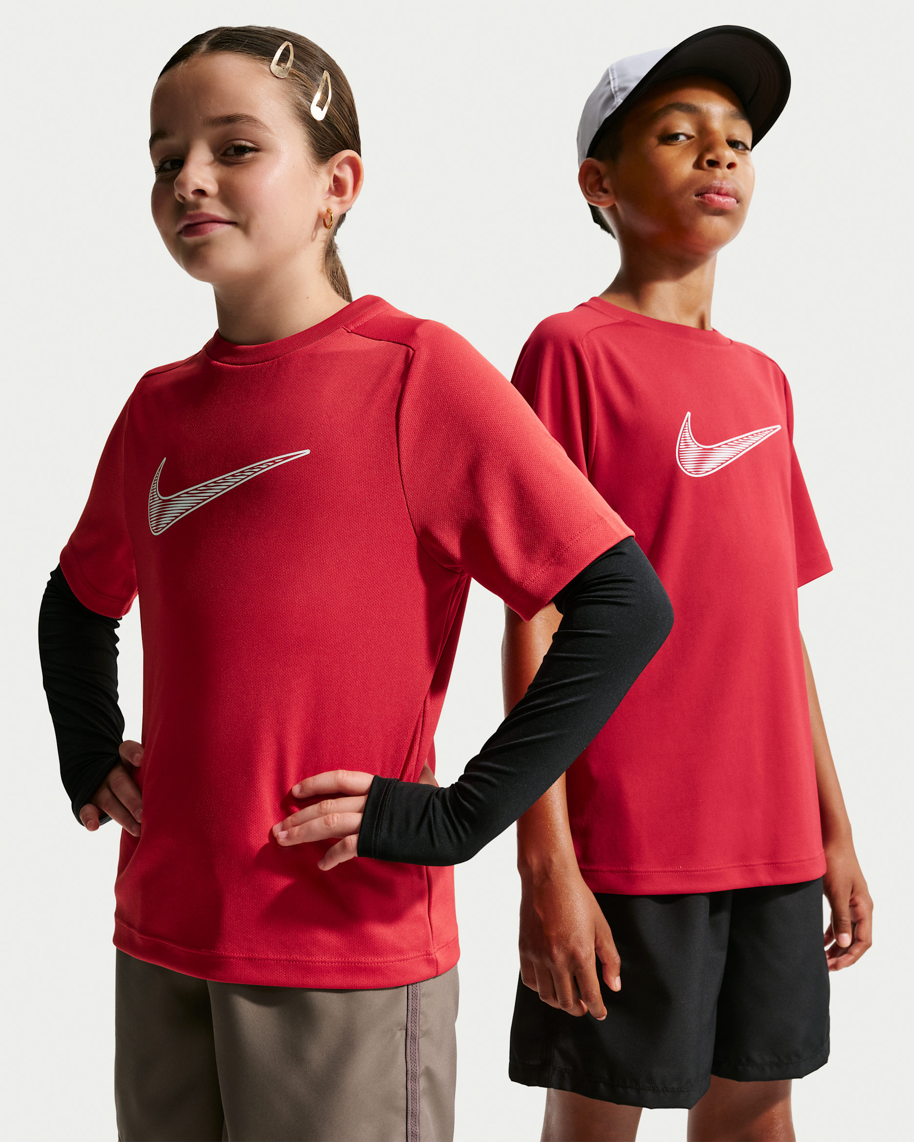 Maglia a manica corta Dri-FIT Nike Multi – Ragazzo - Tough Red/Bianco