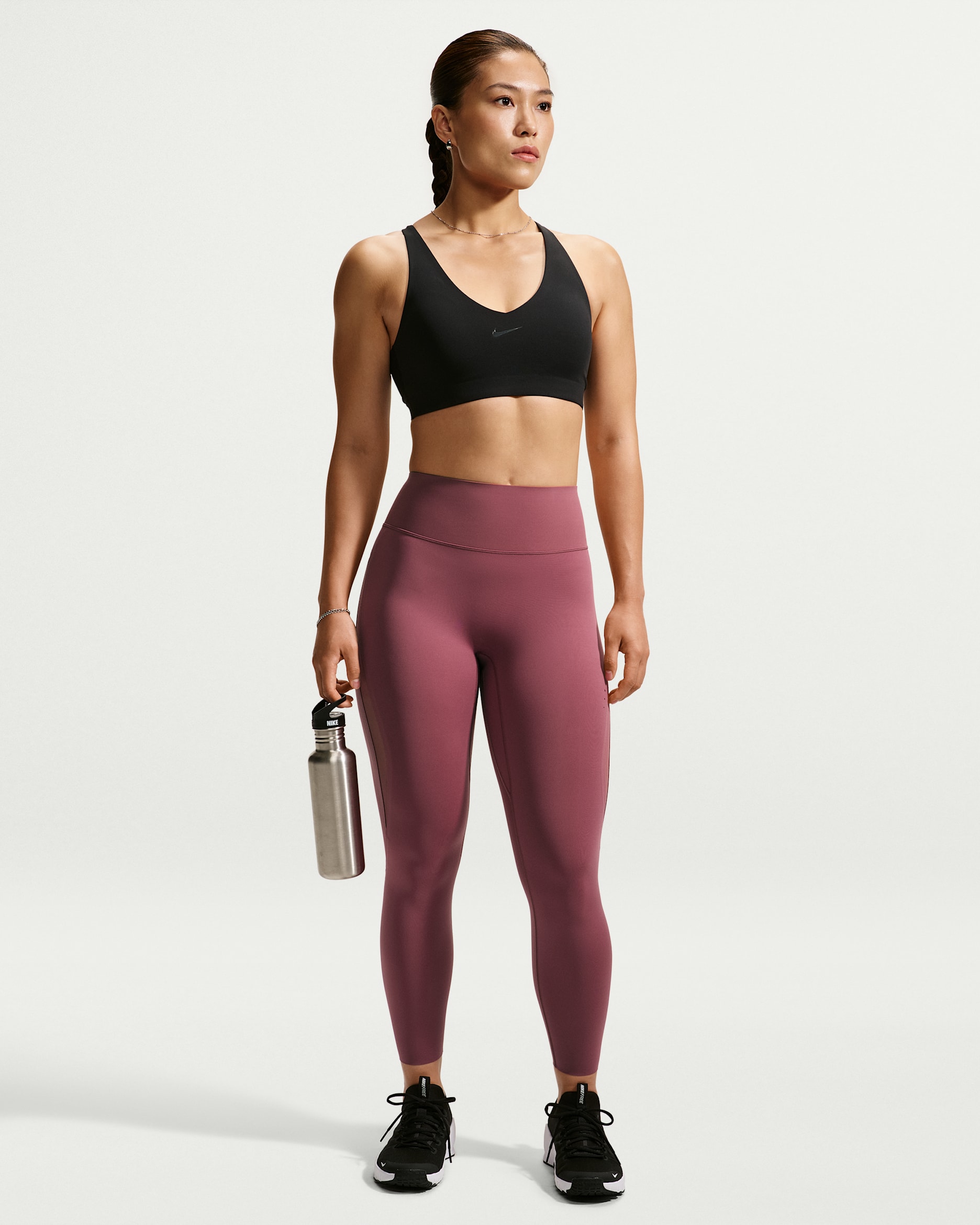 Nike Universa Women's High-Waisted 7/8 Mesh Leggings - Pink Smoke/Pink Smoke/Mystic Dates